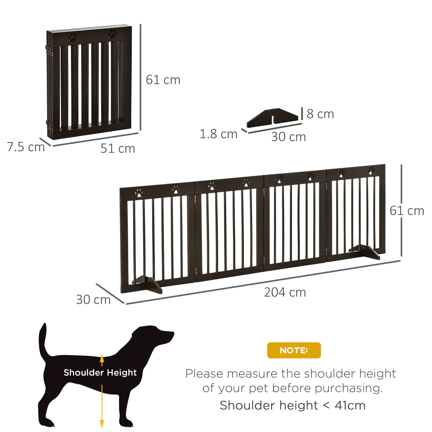 PawHut Freestanding Pet Gate for Doorways & Stairs - image 5