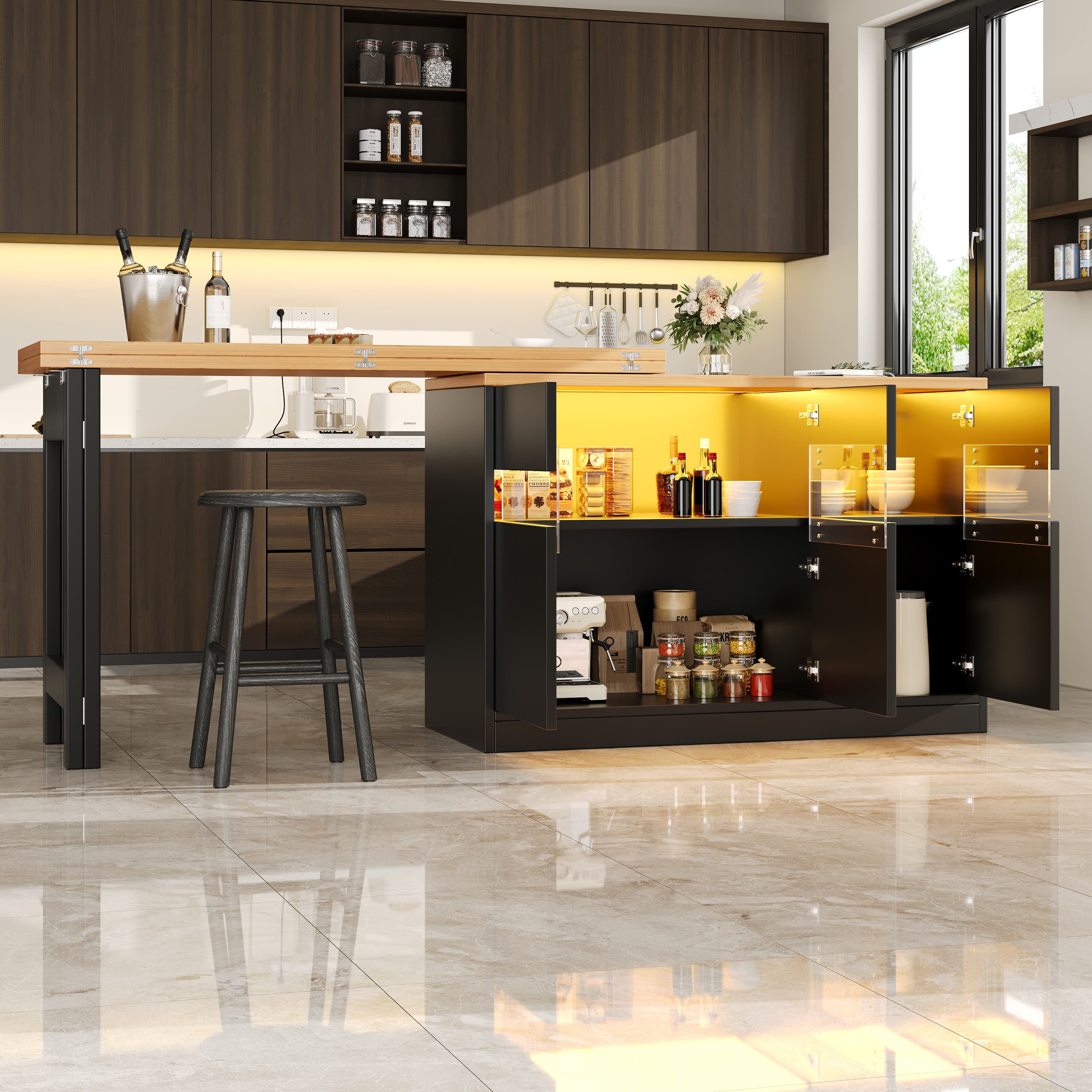 Smart Extendable Bar Table with Swivel & LED Lights - image 5