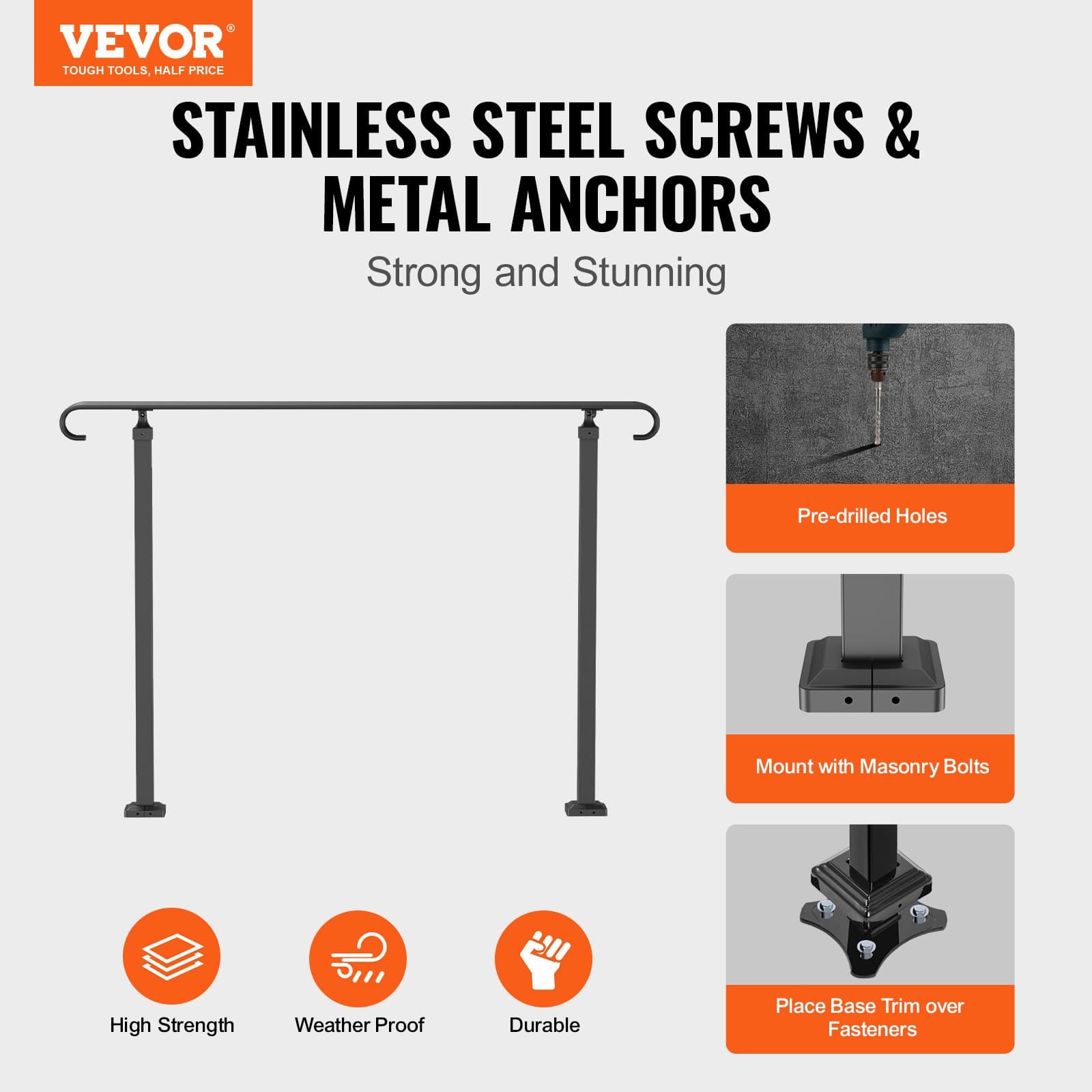 Black Adjustable Handrail for Outdoor Steps - image 1