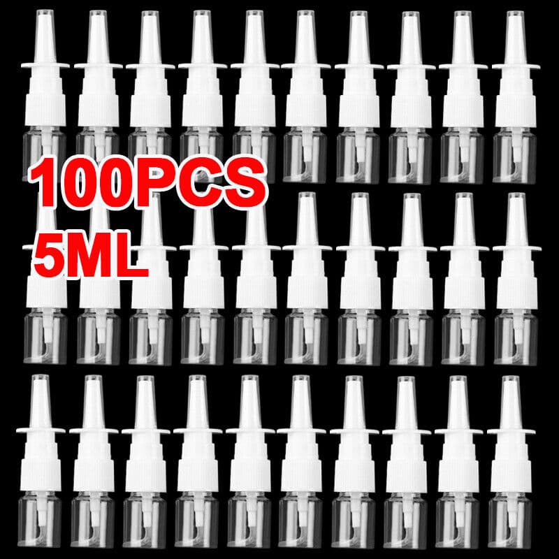 100x Refillable 5ml Nasal Spray Bottles for Travel & Home