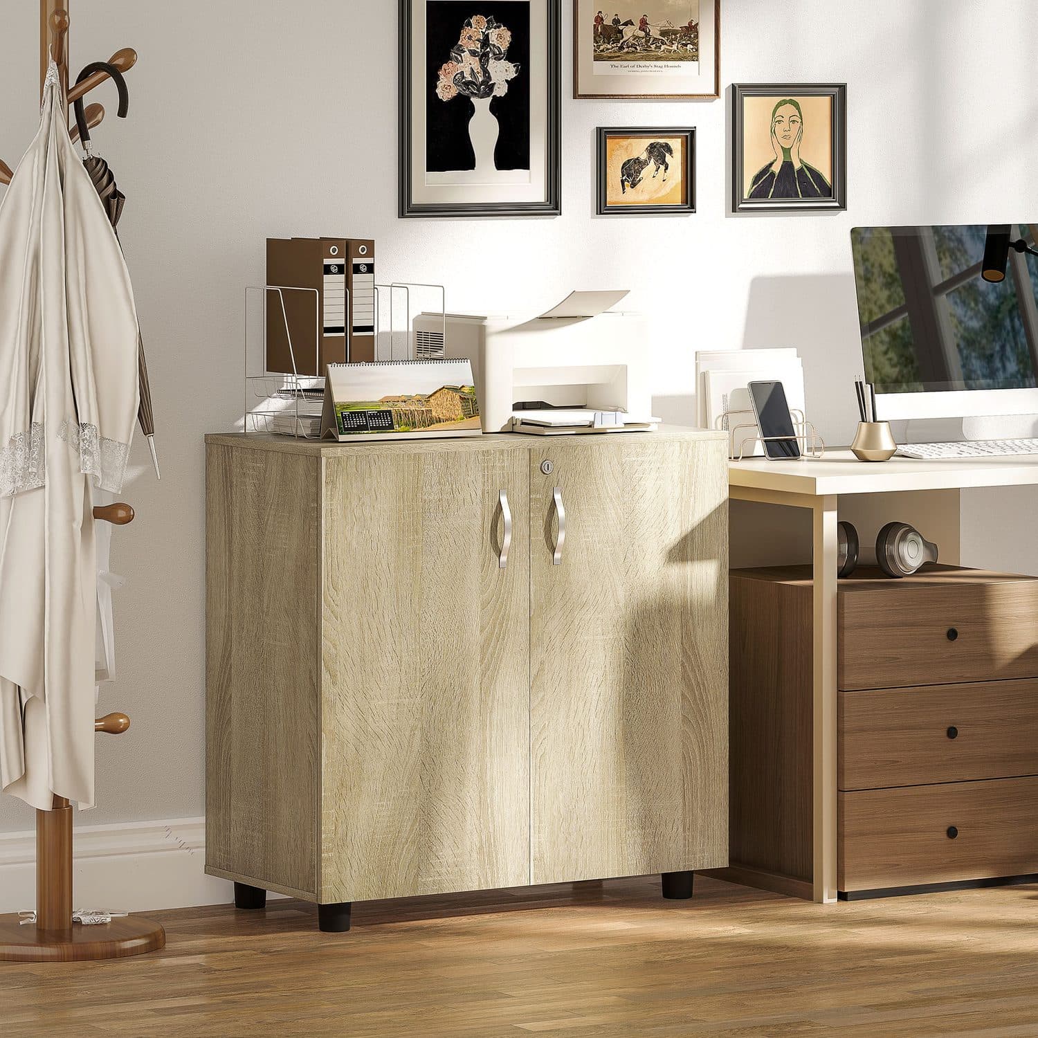Secure Your Workspace with the Vinsetto Oak Locking Cabinet - image 5