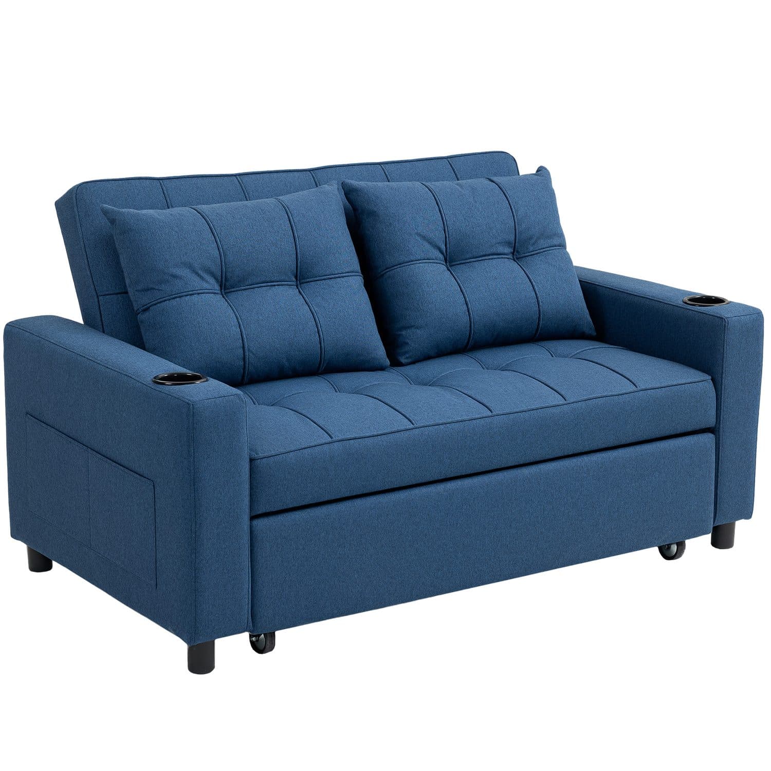 Dark Blue 2-Seater Sofa Bed - Blue