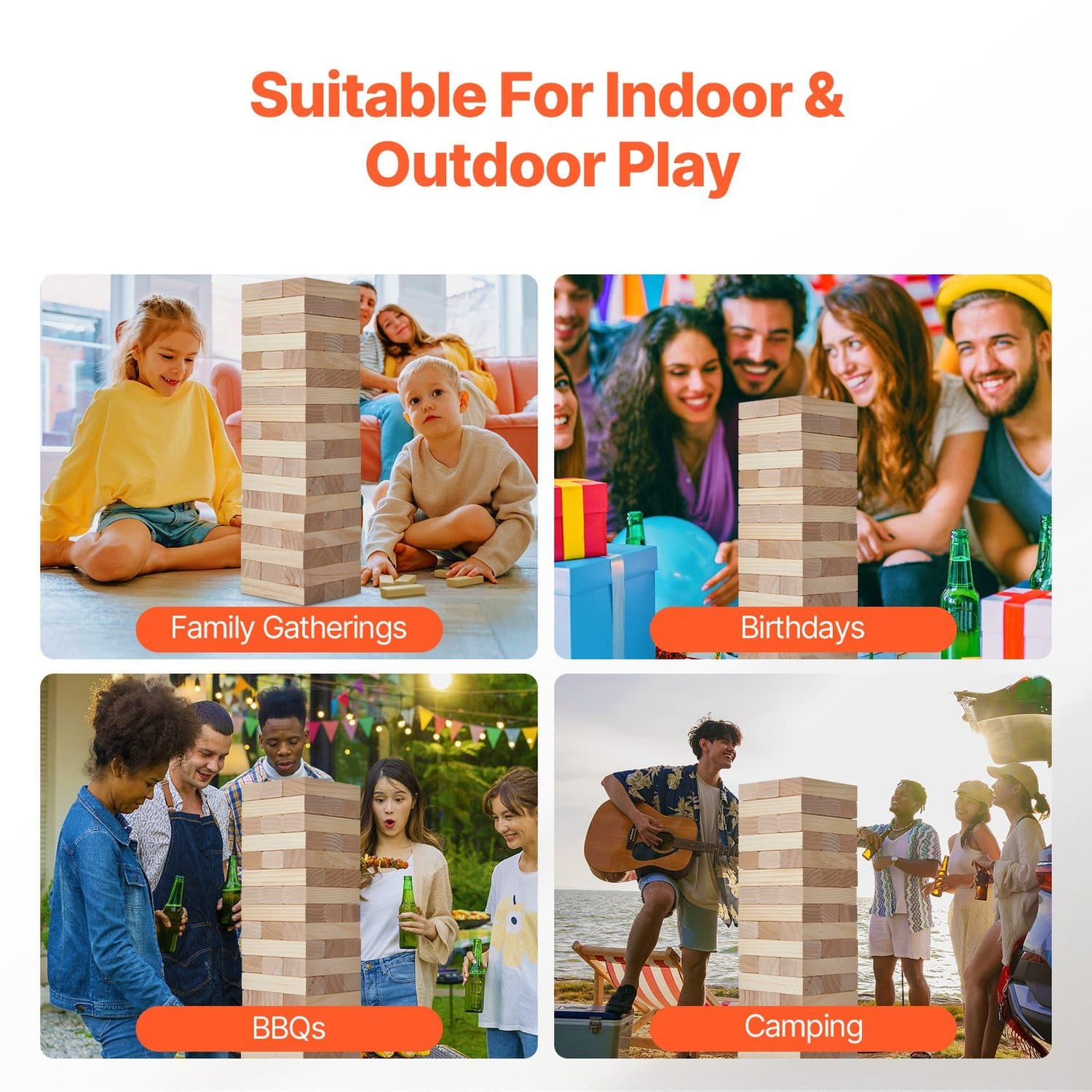 Tumble Tower Game: 54 Premium Pine Blocks for Family Fun - image 4