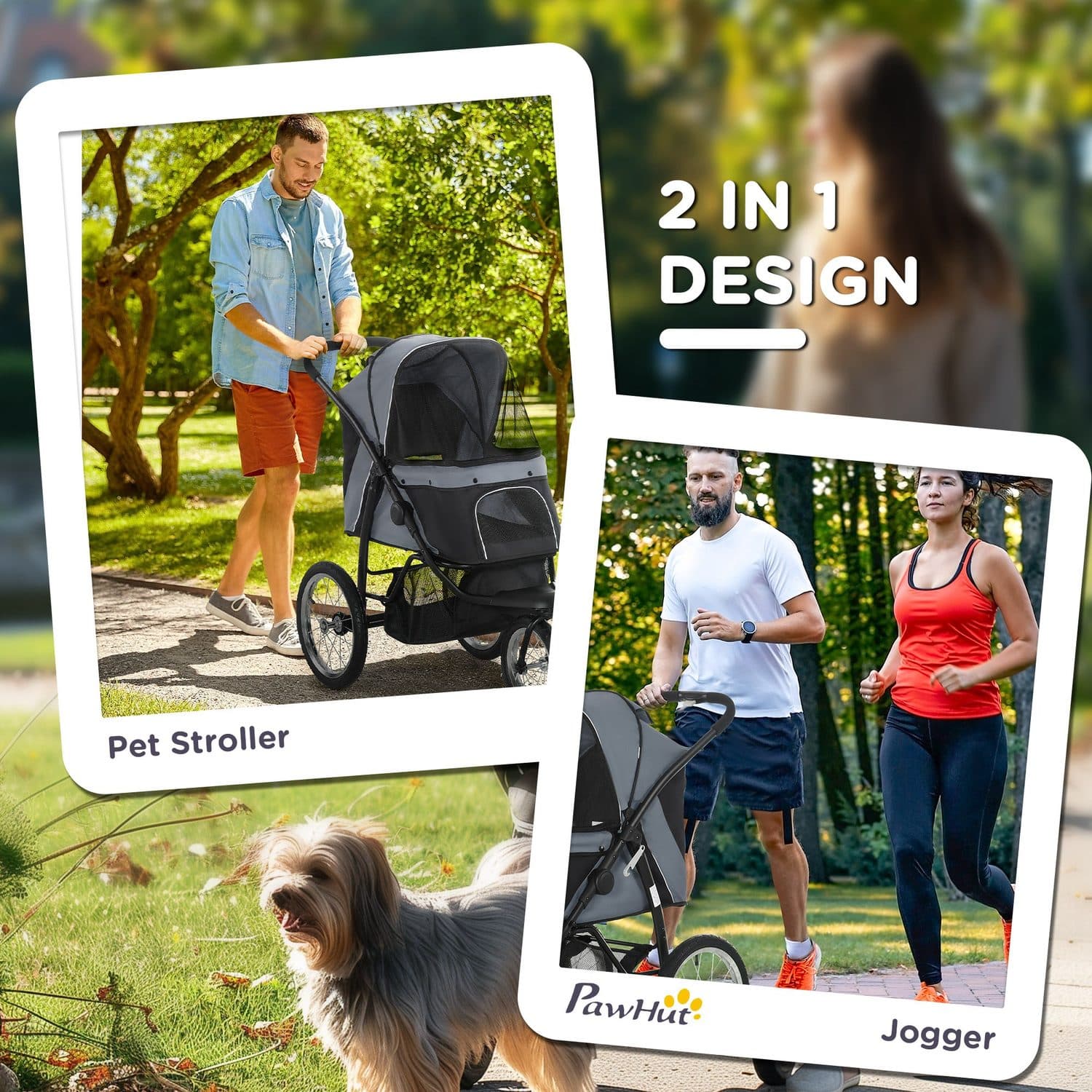 Foldable Three-Wheel Pet Stroller - Grey - image 5