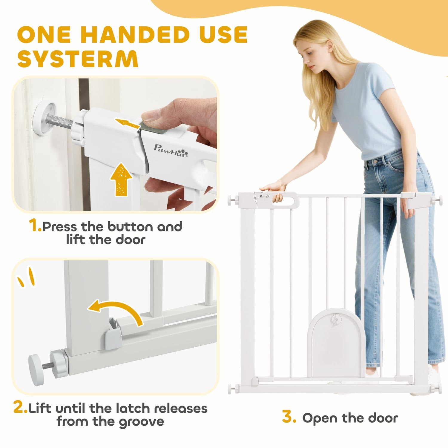 Pet Safety Gate with Cat Flap — Pressure Fit, No Drilling - image 2