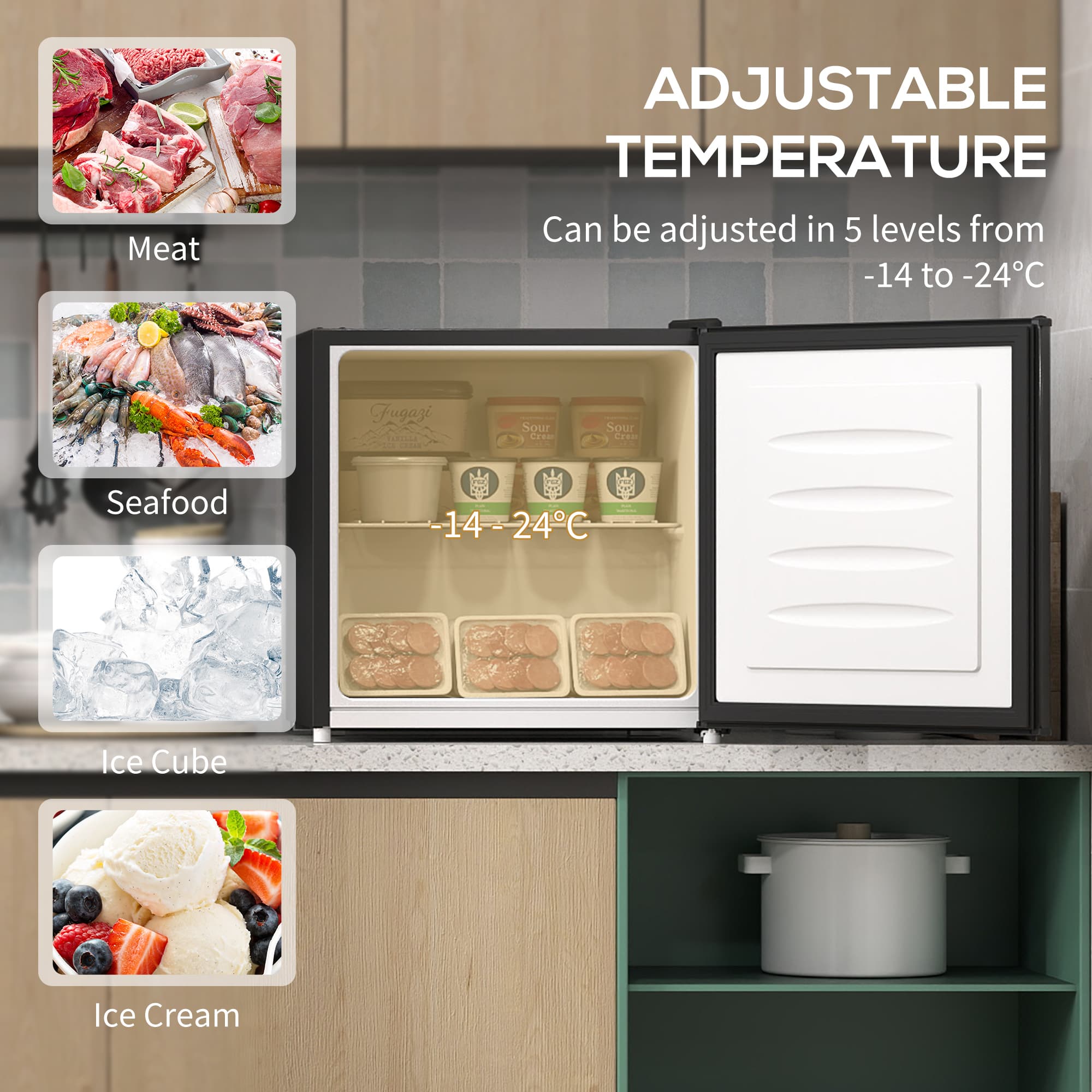 35-Litre Mini Freezer with Adjustable Temperature and Reversible Door - image 3