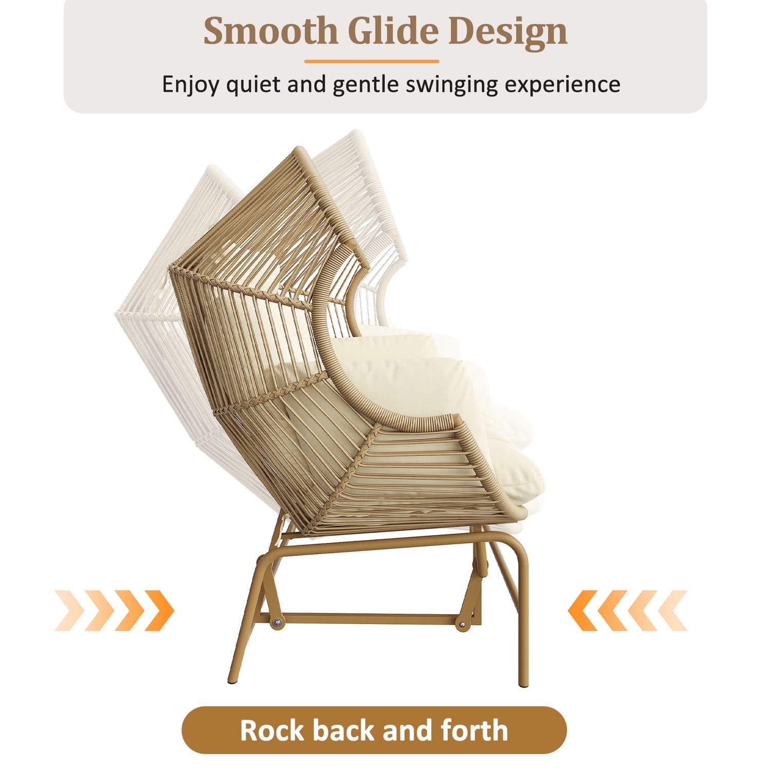 Two-Seater Outdoor Rocking Egg Chair with Plush Cushions - image 3
