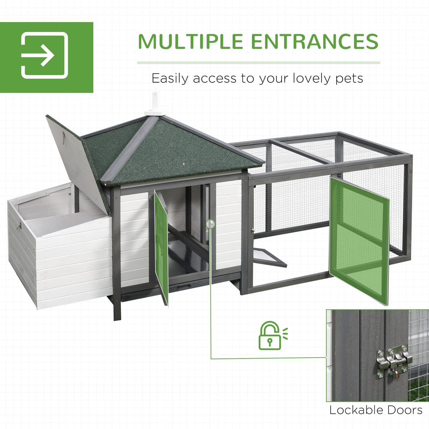 PawHut Chicken Coop with Nesting Box and Outdoor Run - image 3