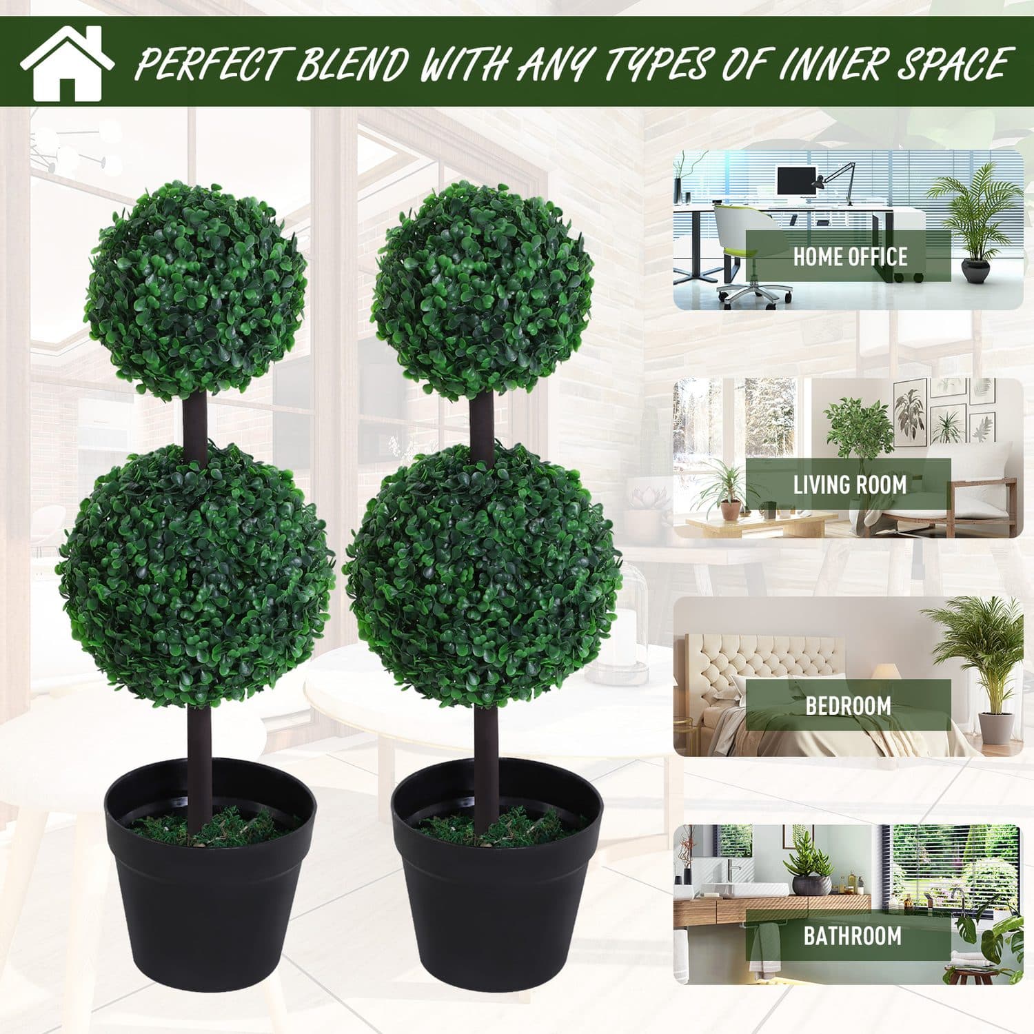 Set of 2 Double Ball Topiary Trees - image 4