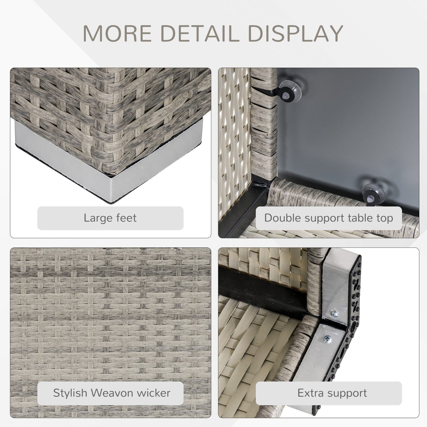 Grey Rattan Square Garden Table - image 4
