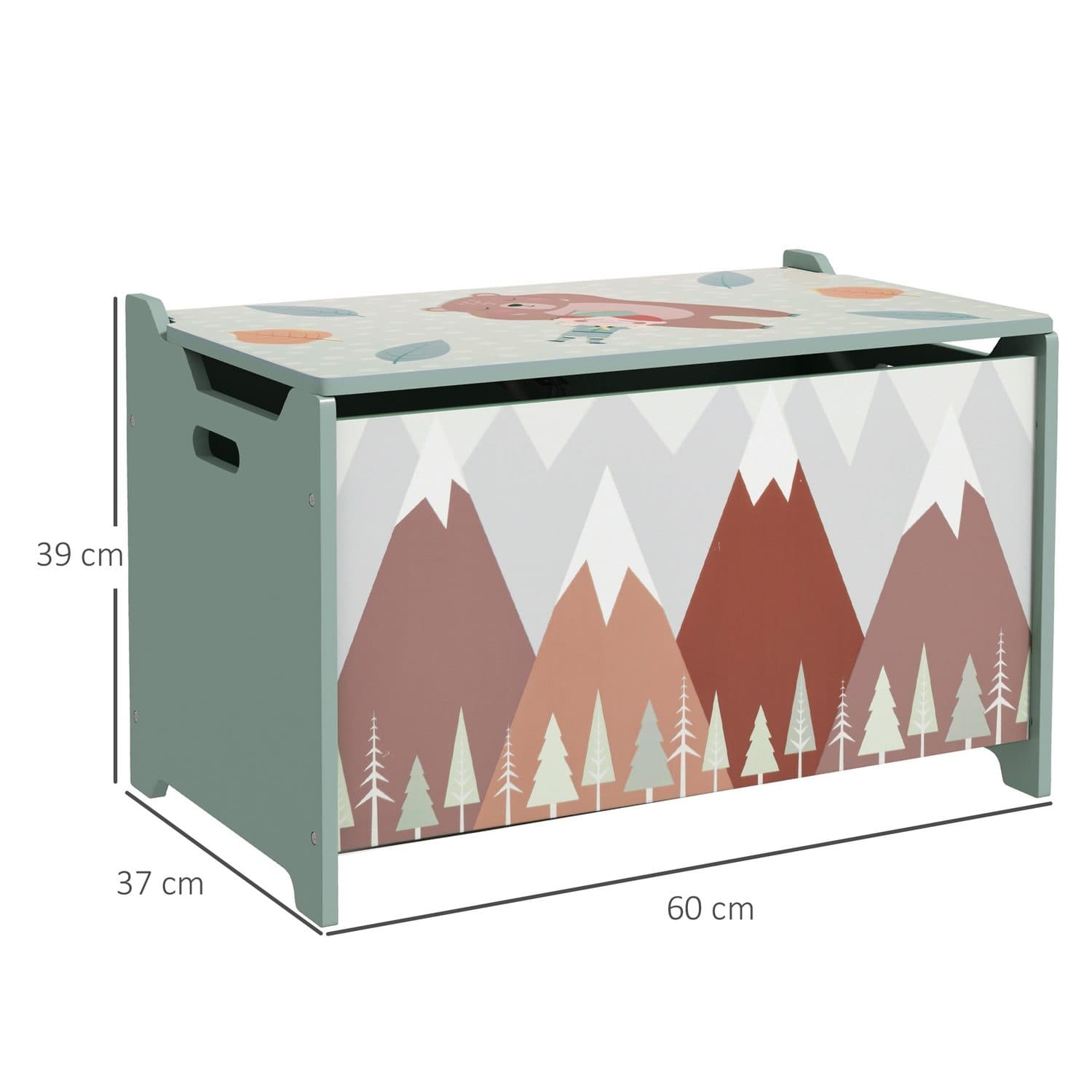 Green Kids Toy Chest with Soft-Close Safety Hinge - image 5