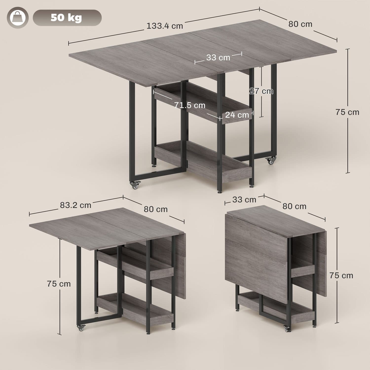 Grey Drop Leaf Table - image 3