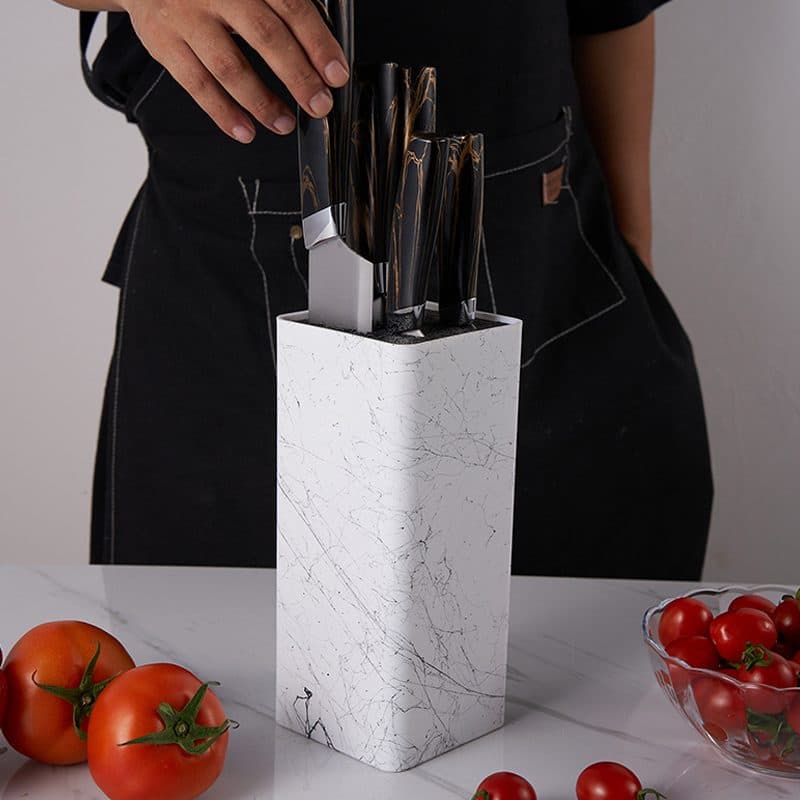 Slot-Free Universal Knife Block in Marble-Effect Finish - image 1