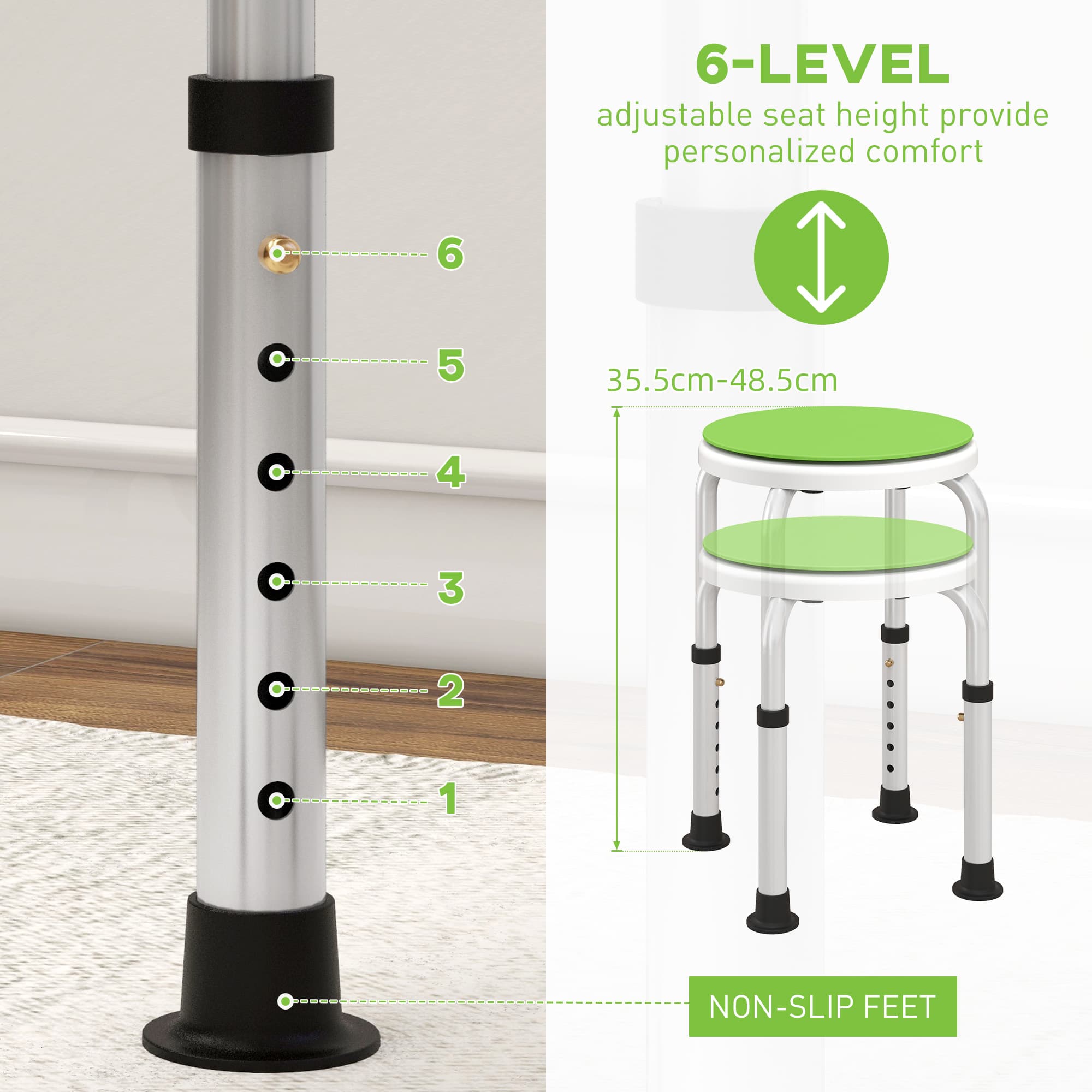 Green Height Adjustable 360 Swivel Shower Chair - image 2