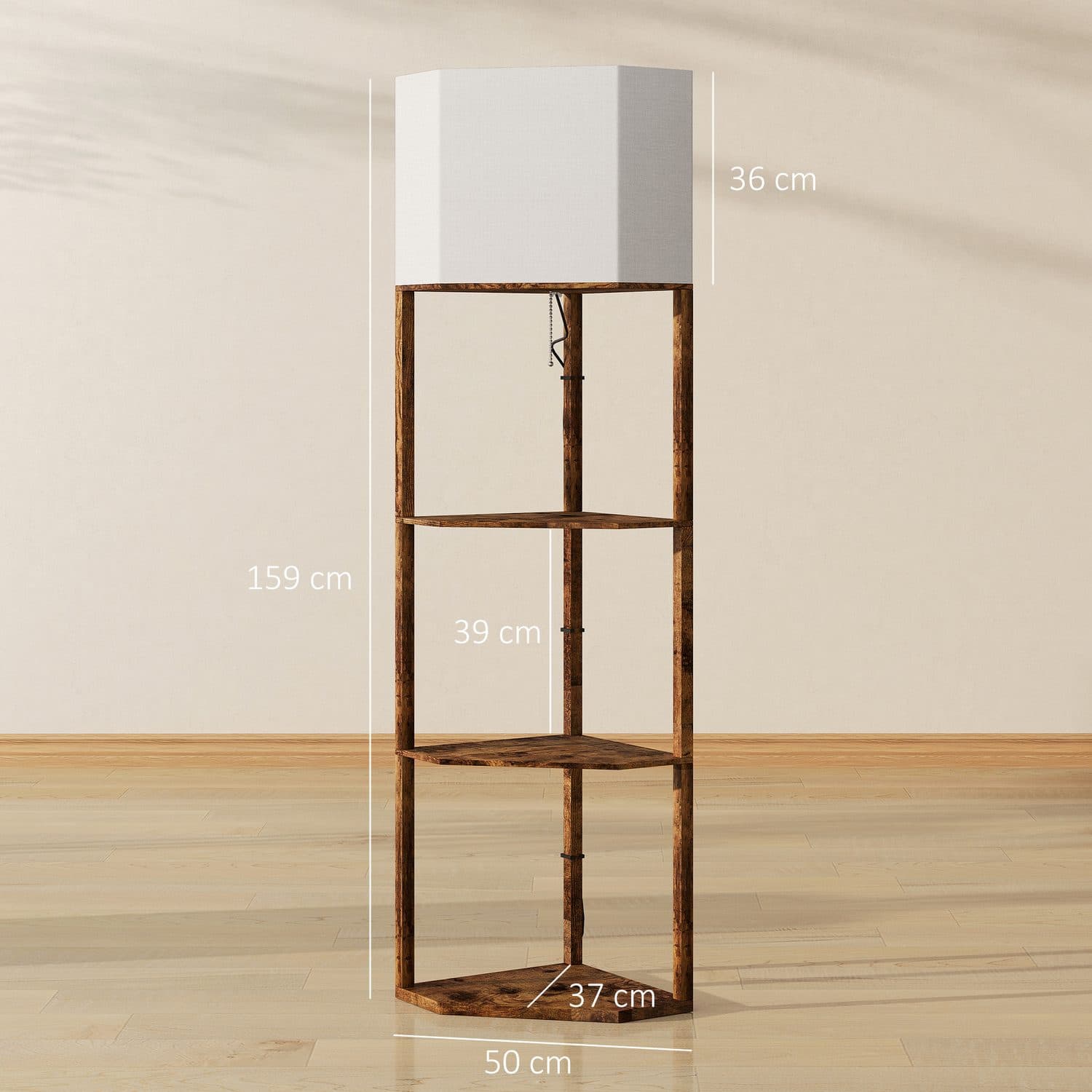 Floor Lamp with Corner Shelves for Living Room - image 1