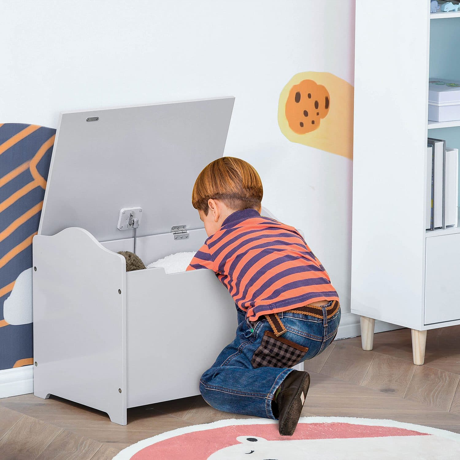 Grey Kids Toy Box for Tidy Playrooms and Bedrooms - image 5