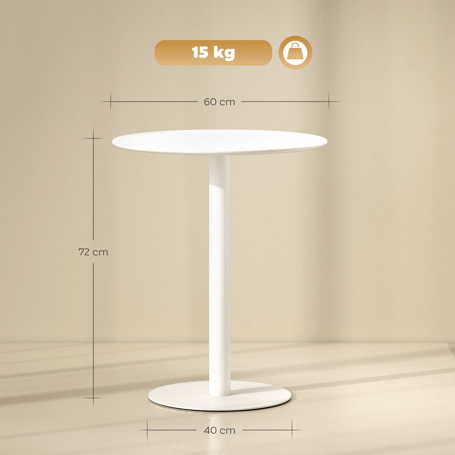 White Round 60cm Dining Table for Compact Spaces - image 5