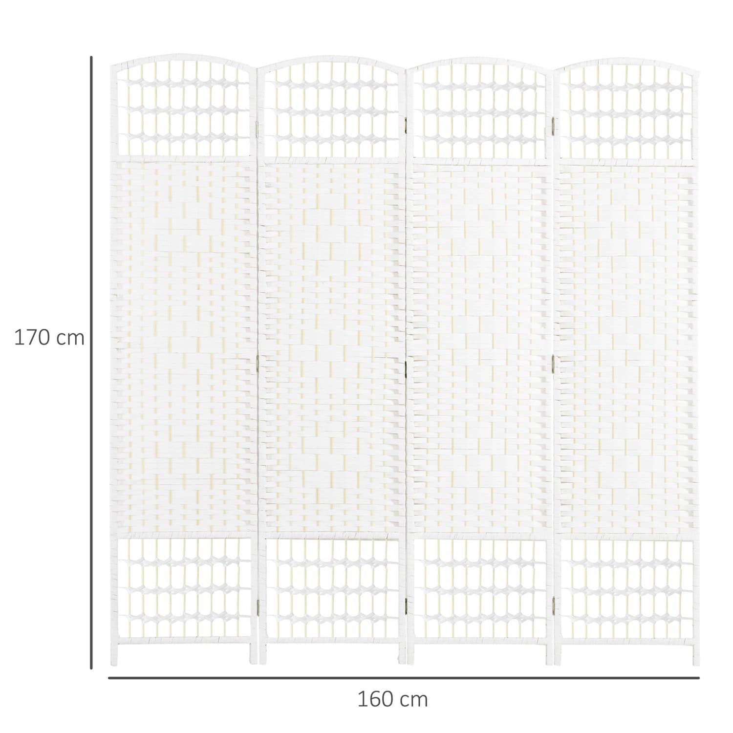 White Woven 4-Panel Folding Room Divider, 160 x 170cm - image 2