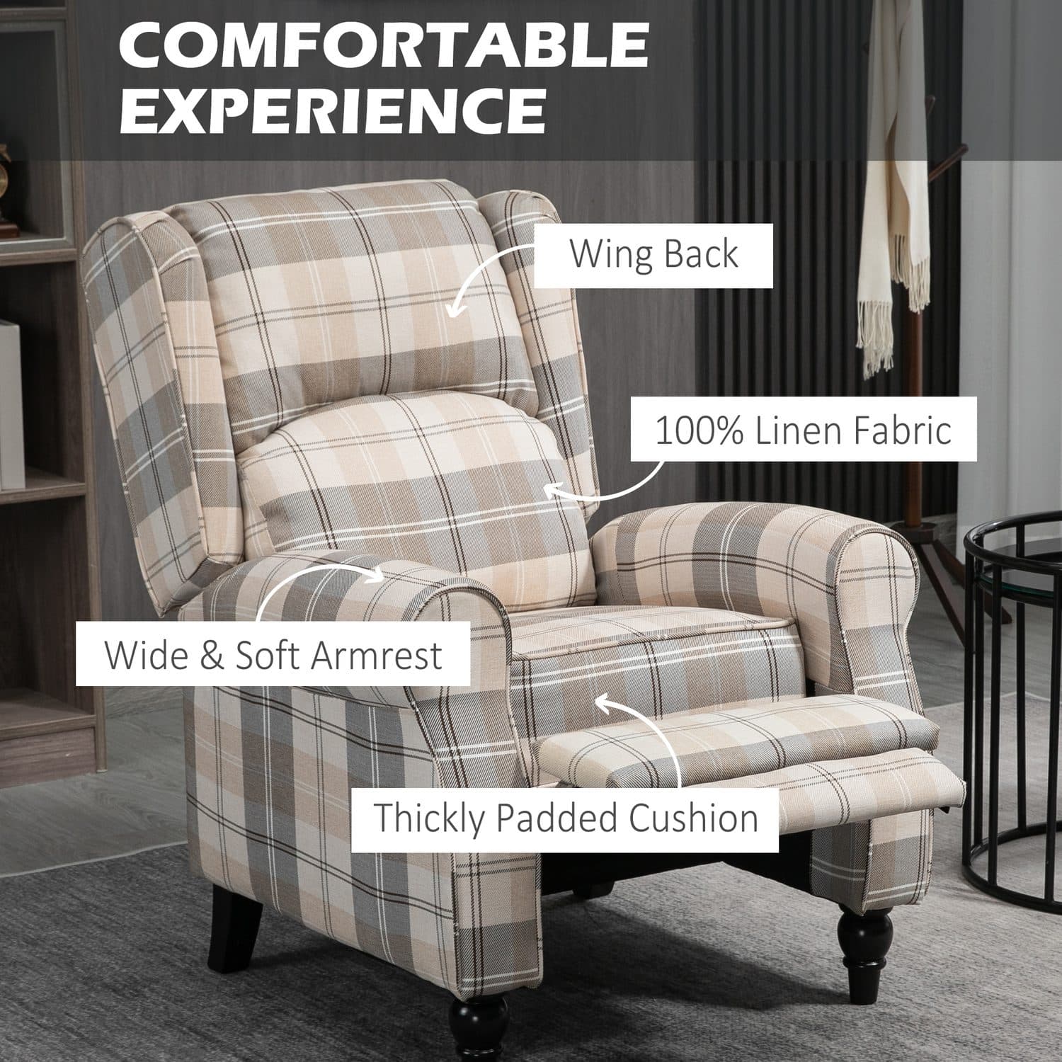 Khaki Wingback Recliner - image 2