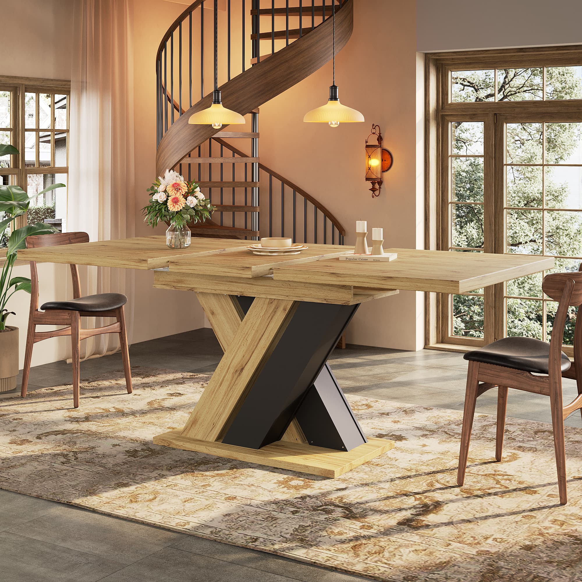 Extendable X-Leg Dining Table - image 4