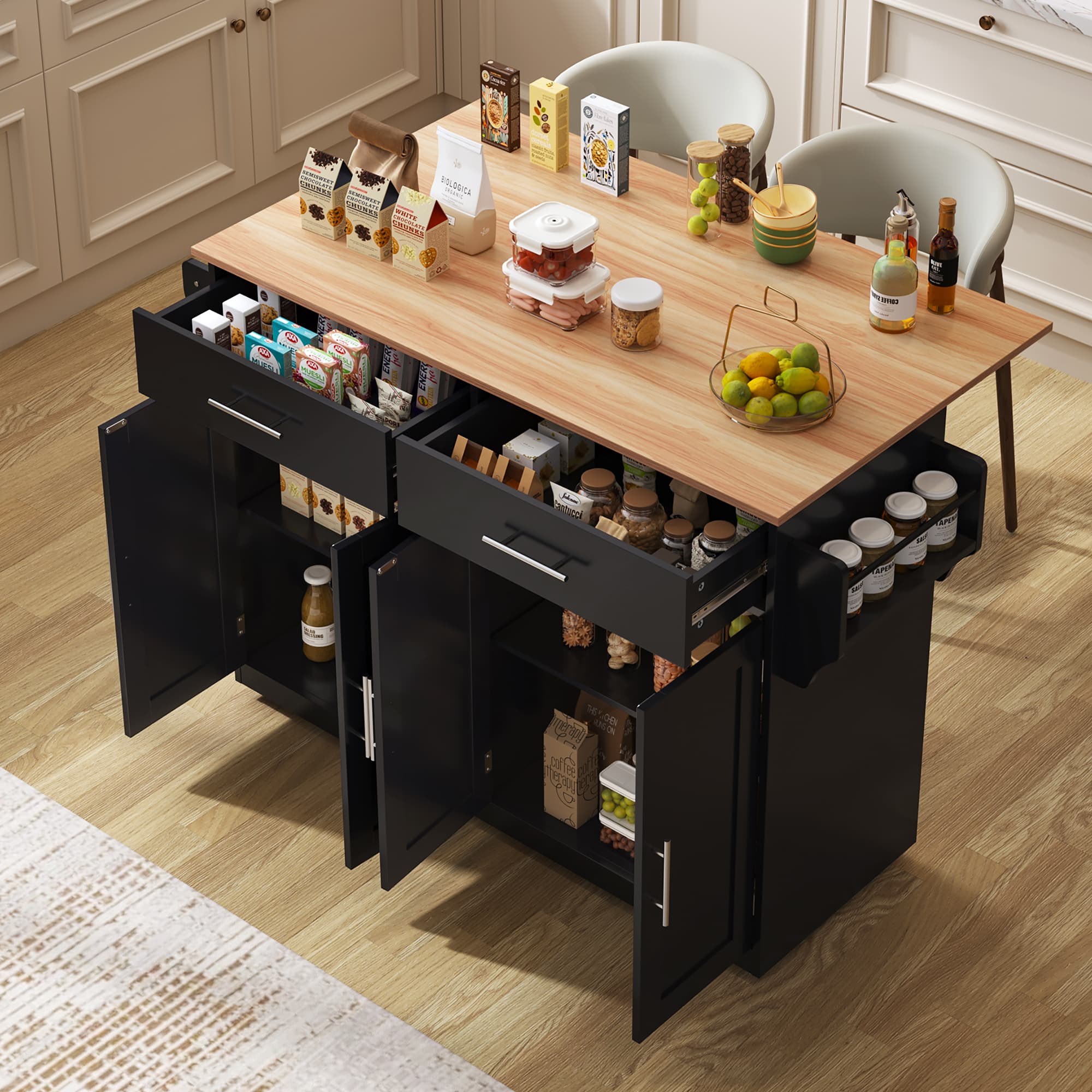 Kitchen Island Cart with Expandable Dropleaf Top - image 1