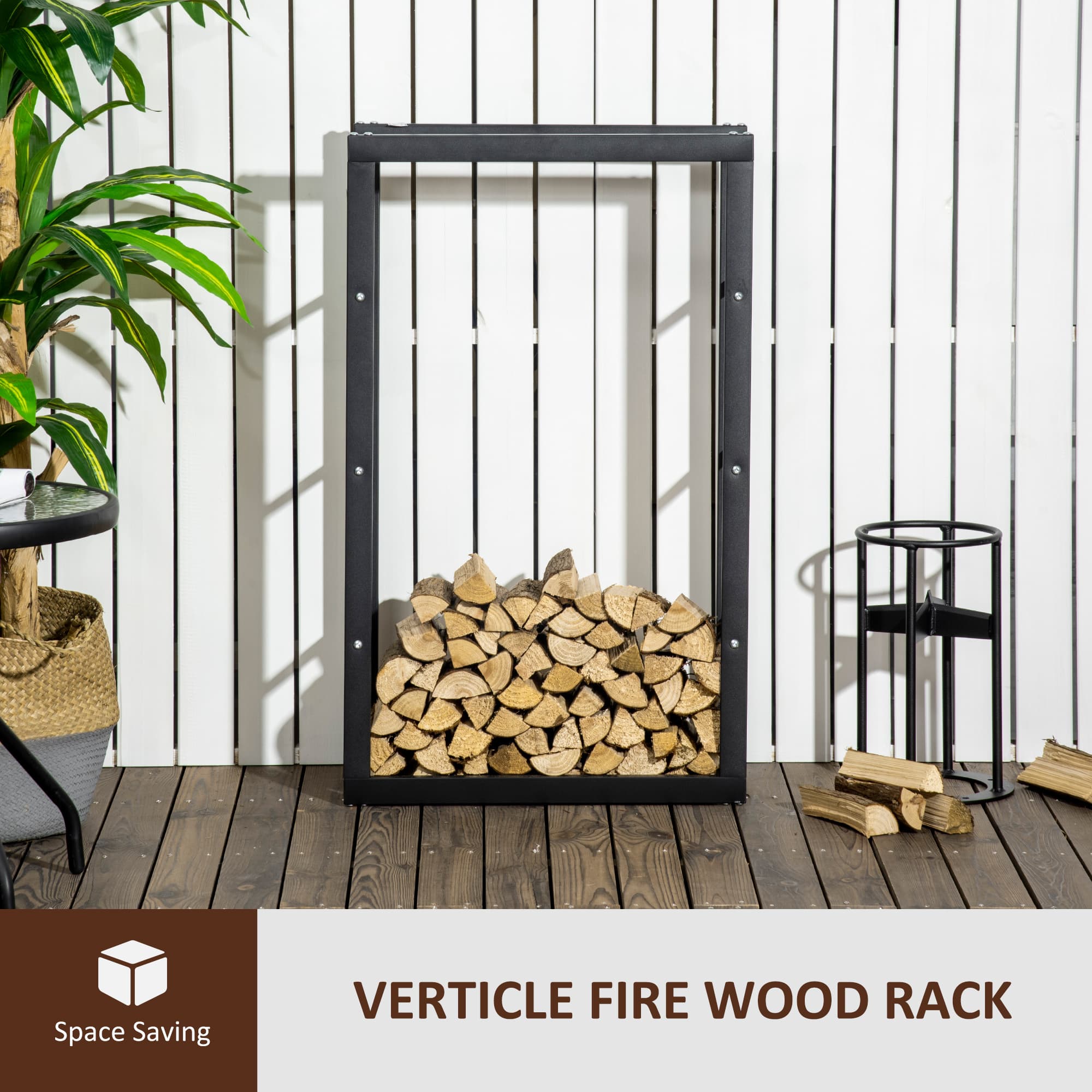Tall black firewood rack for neat log storage - image 5