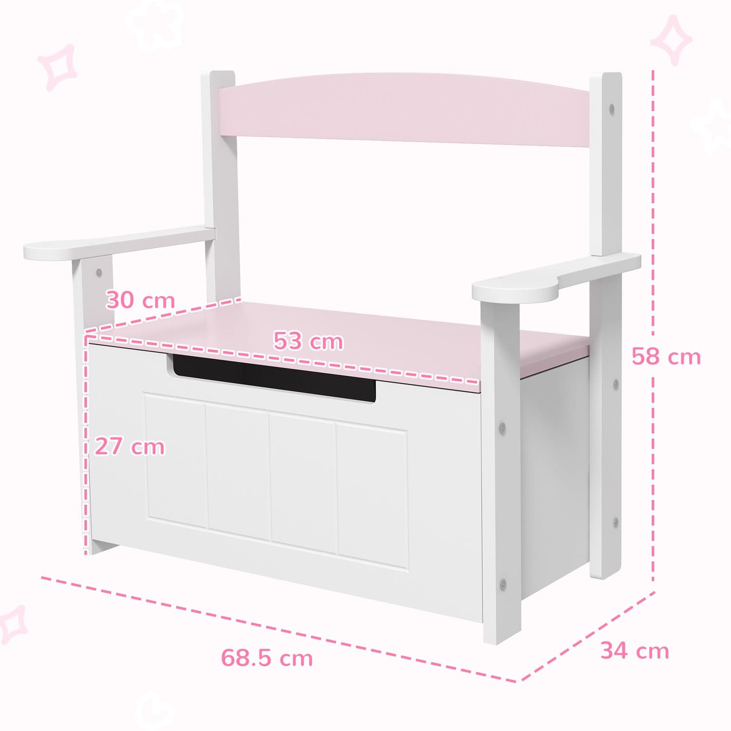 Children's Toy Box Storage Bench with Safe Gas Strut Lid - image 4