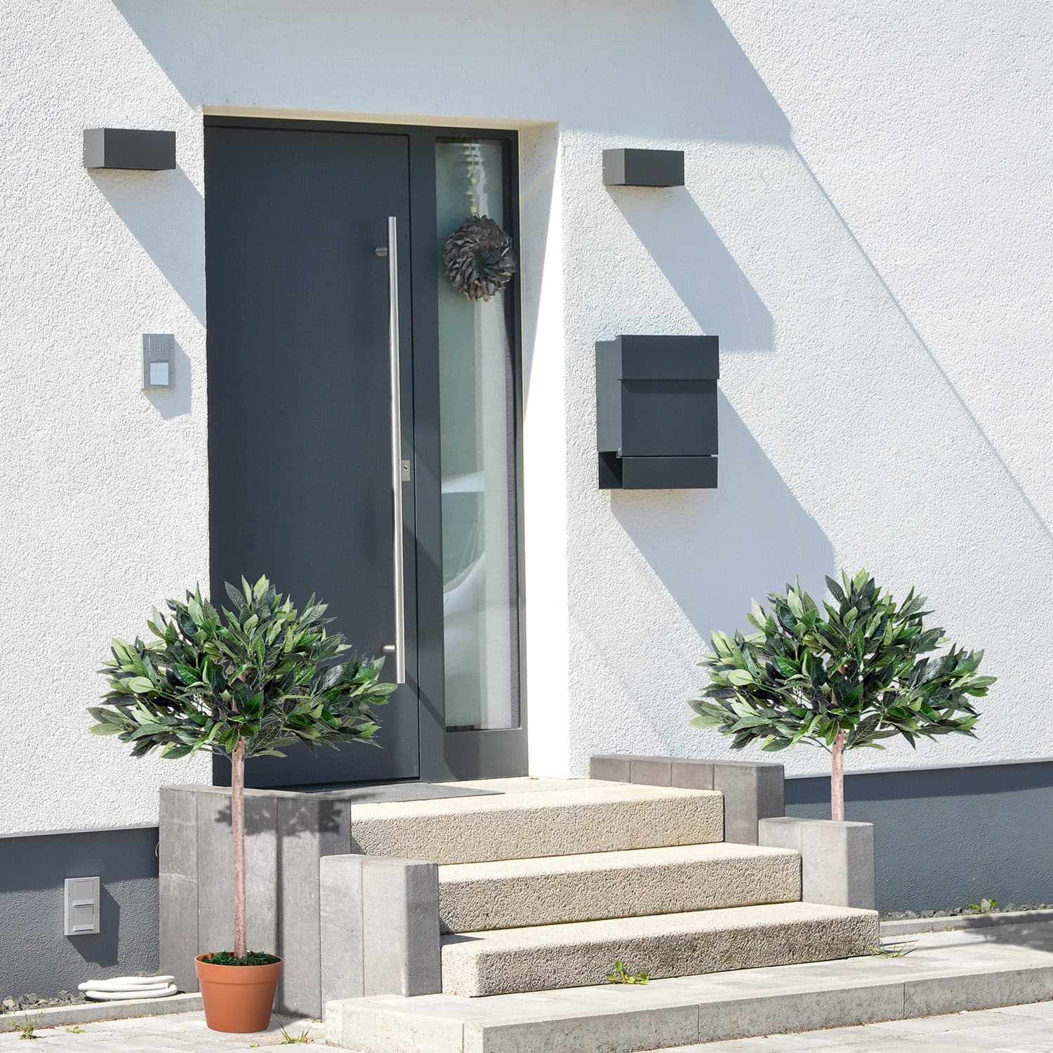 Two fuss-free artificial olive topiary trees, ready to display - image 5