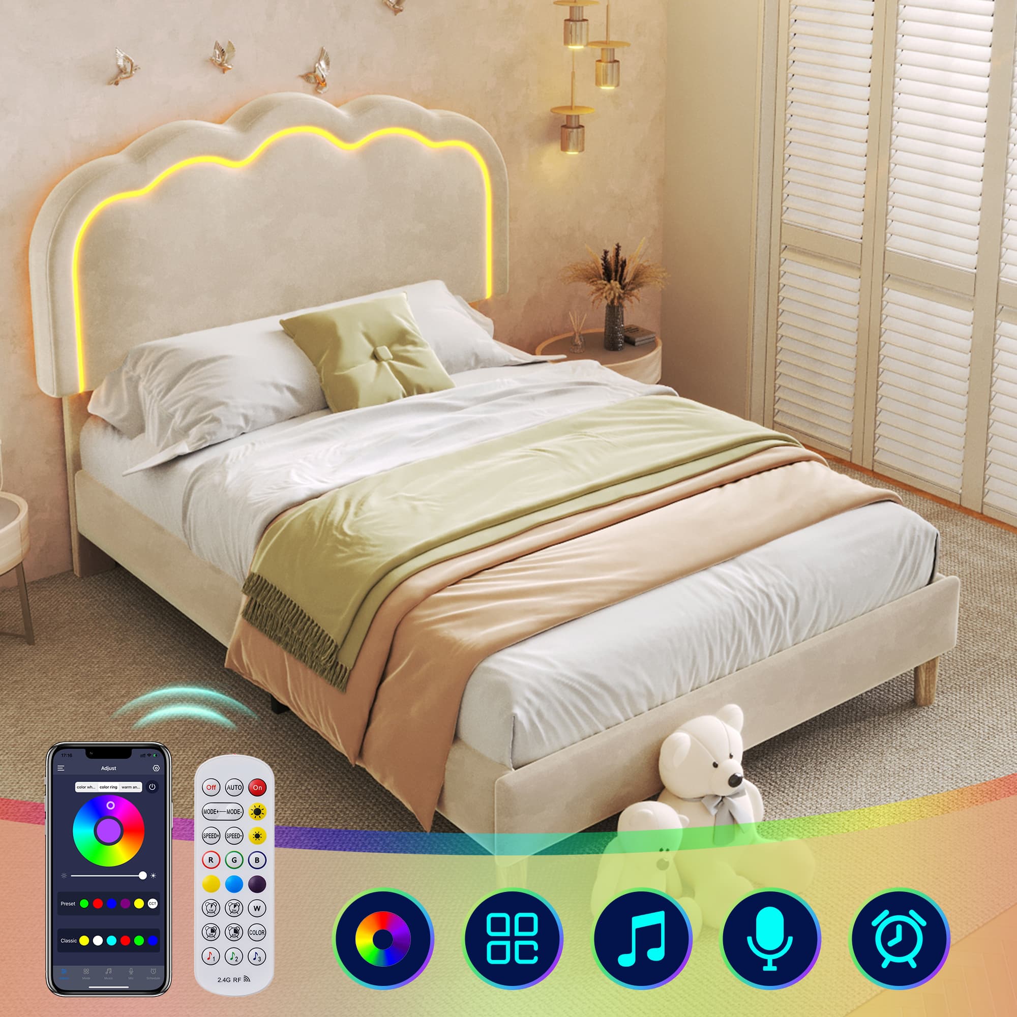 LED Upholstered Bed - image 1