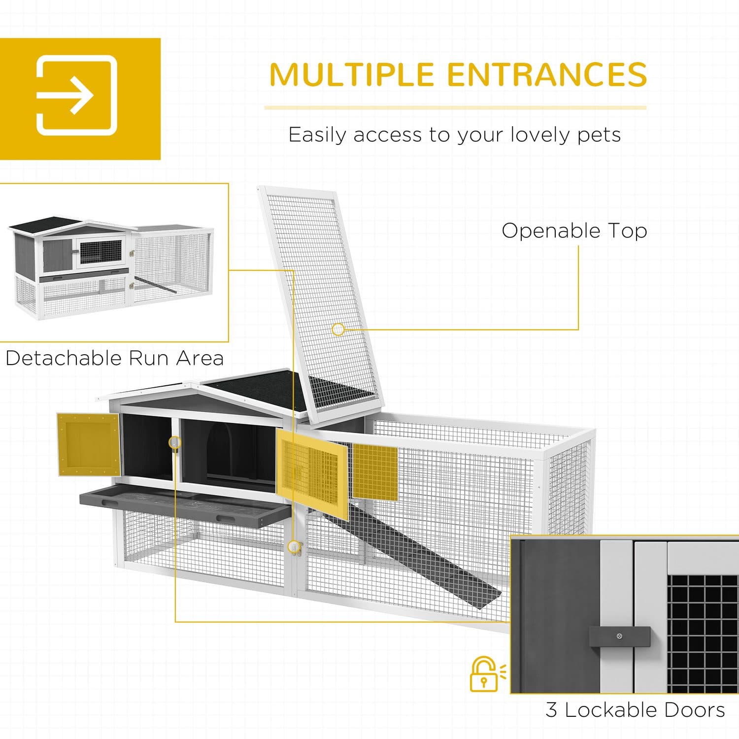 Wooden Rabbit Hutch with Outdoor Run - image 5
