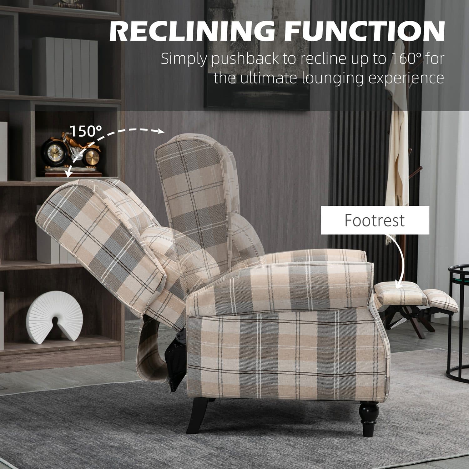 Khaki Wingback Recliner - image 4