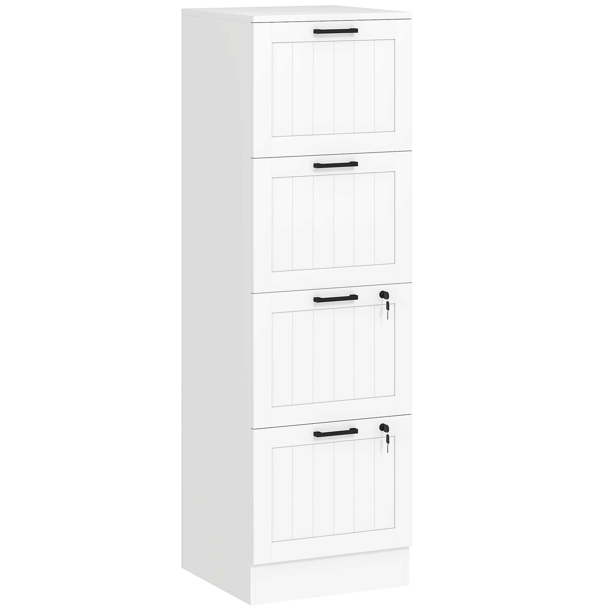 Keep your files secure and organised with a locking 4-drawer cabinet - White