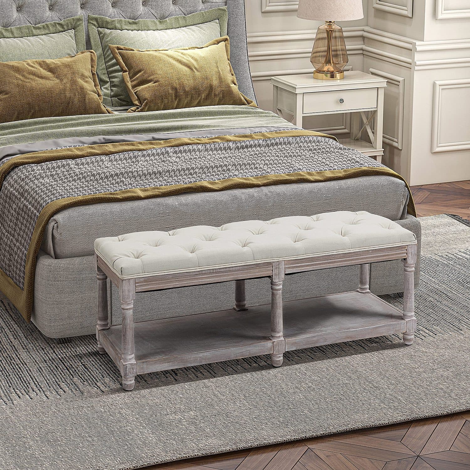 Vintage Tufted Storage Bench - image 4