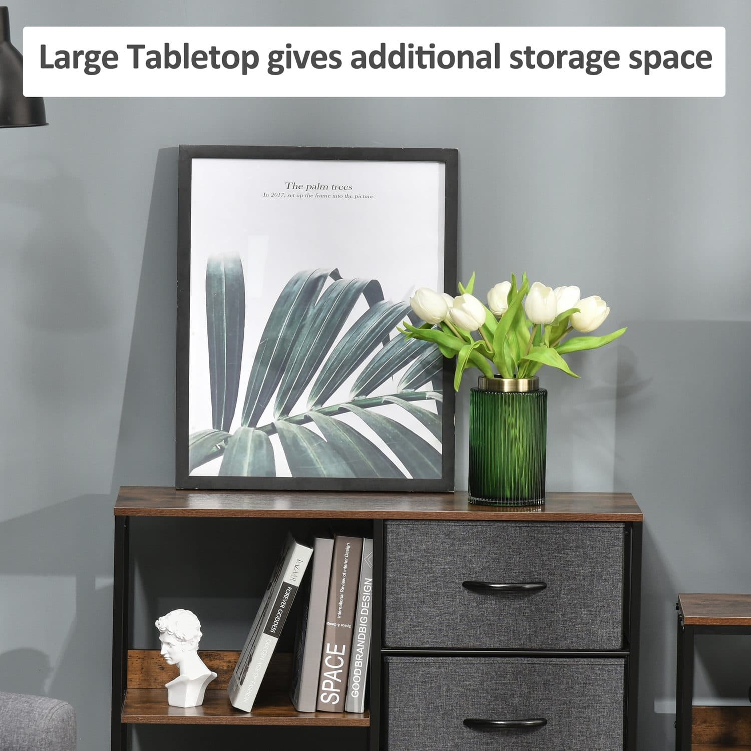 Fabric Drawer Dresser with Open Display Shelves - image 1