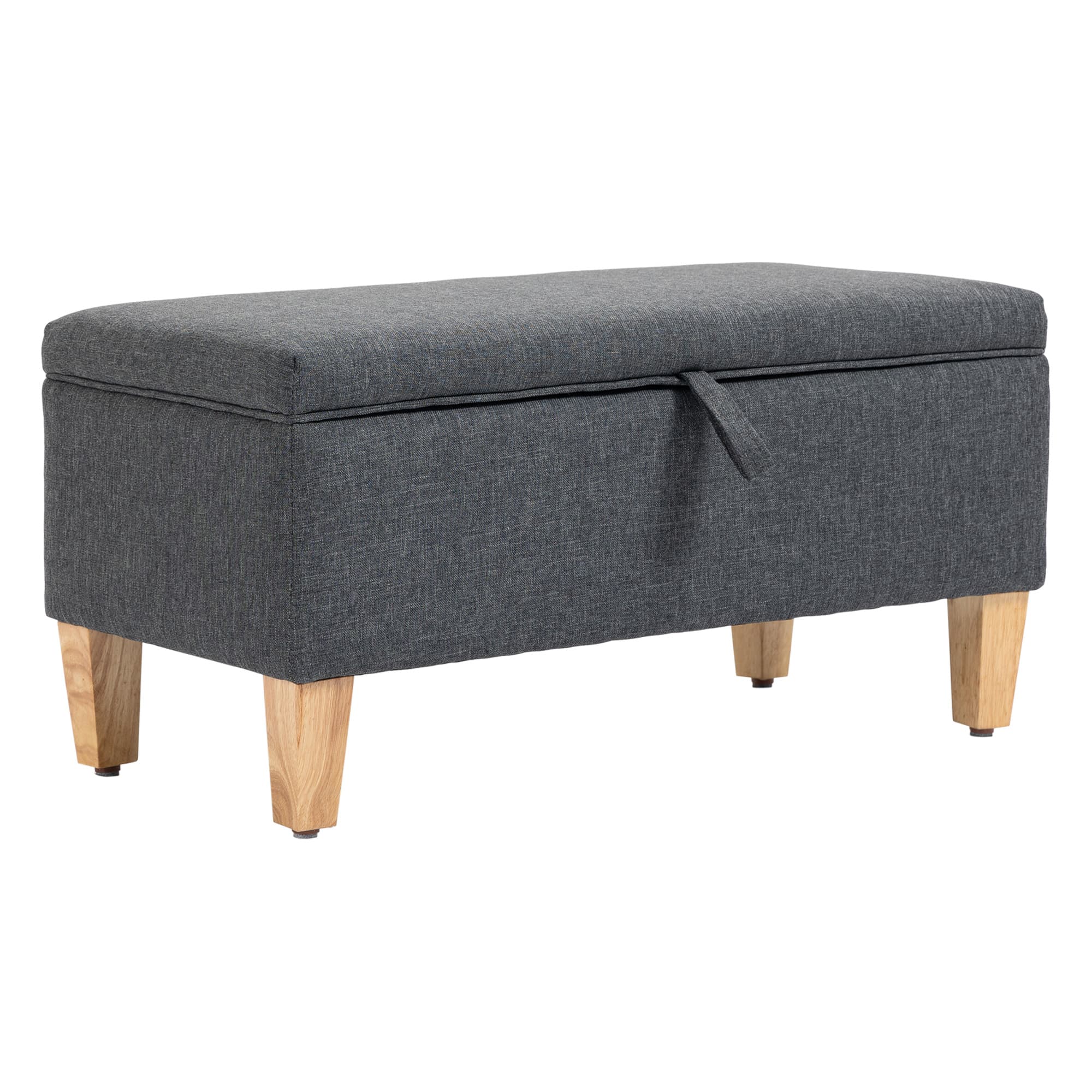 Dark Grey Storage Ottoman Bench