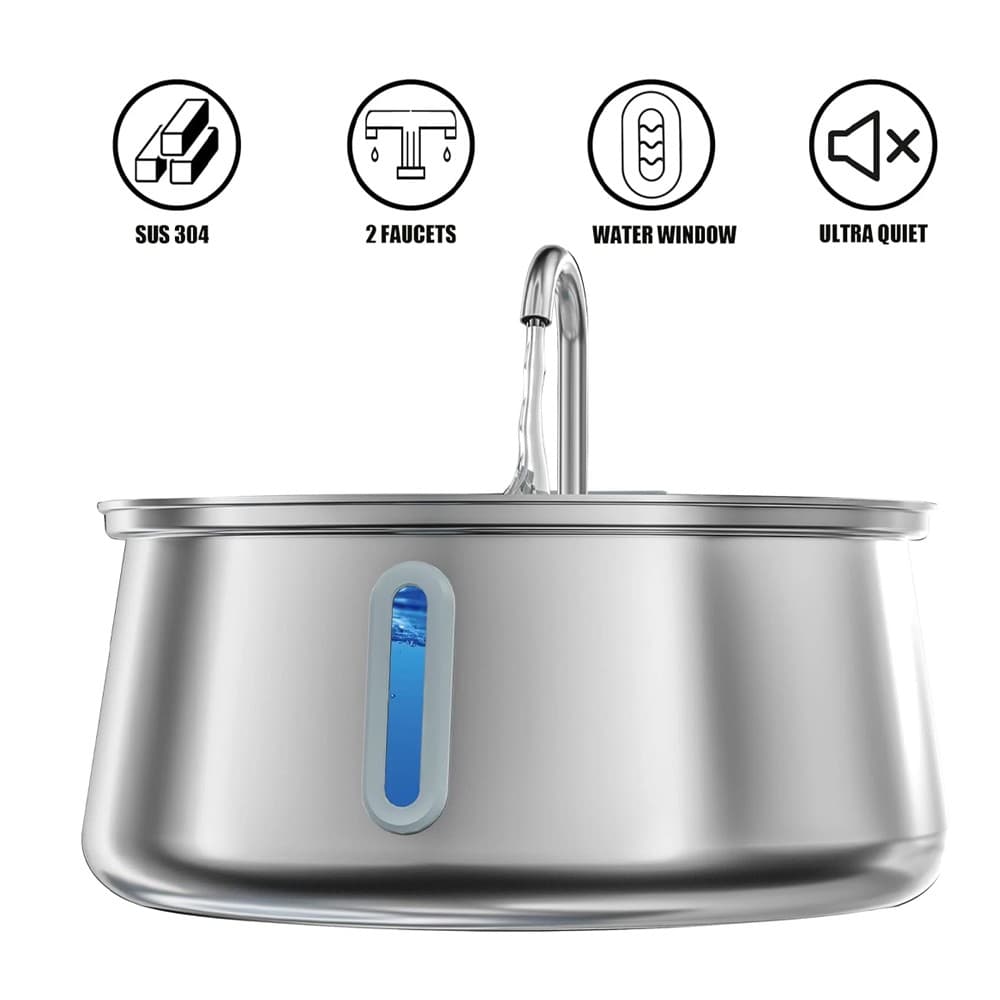 4L Stainless Steel Pet Water Fountain with LED & Multi-Filter - image 3