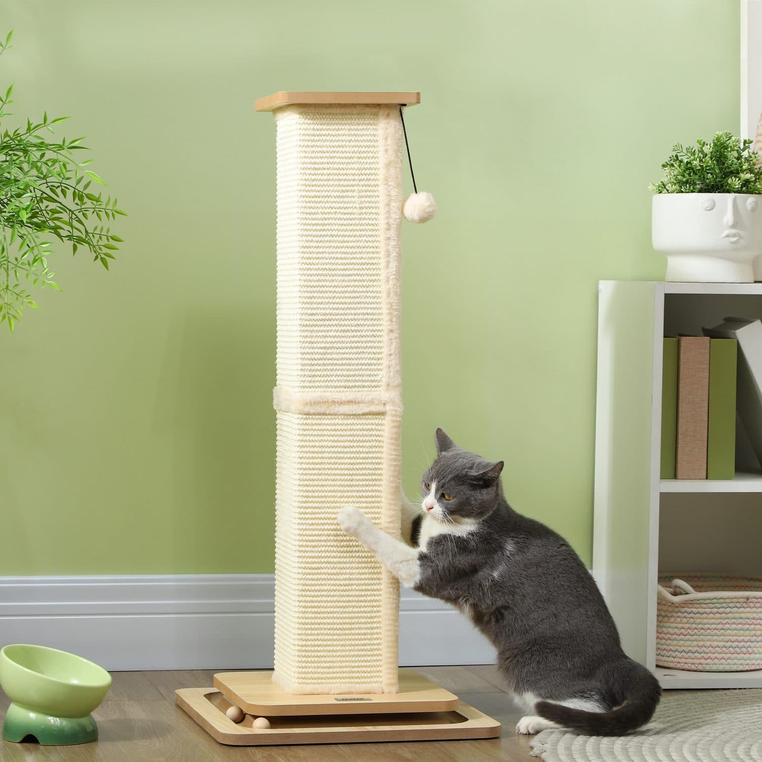 PawHut 87cm Cat Scratching Post With Track Ball Toy - image 3