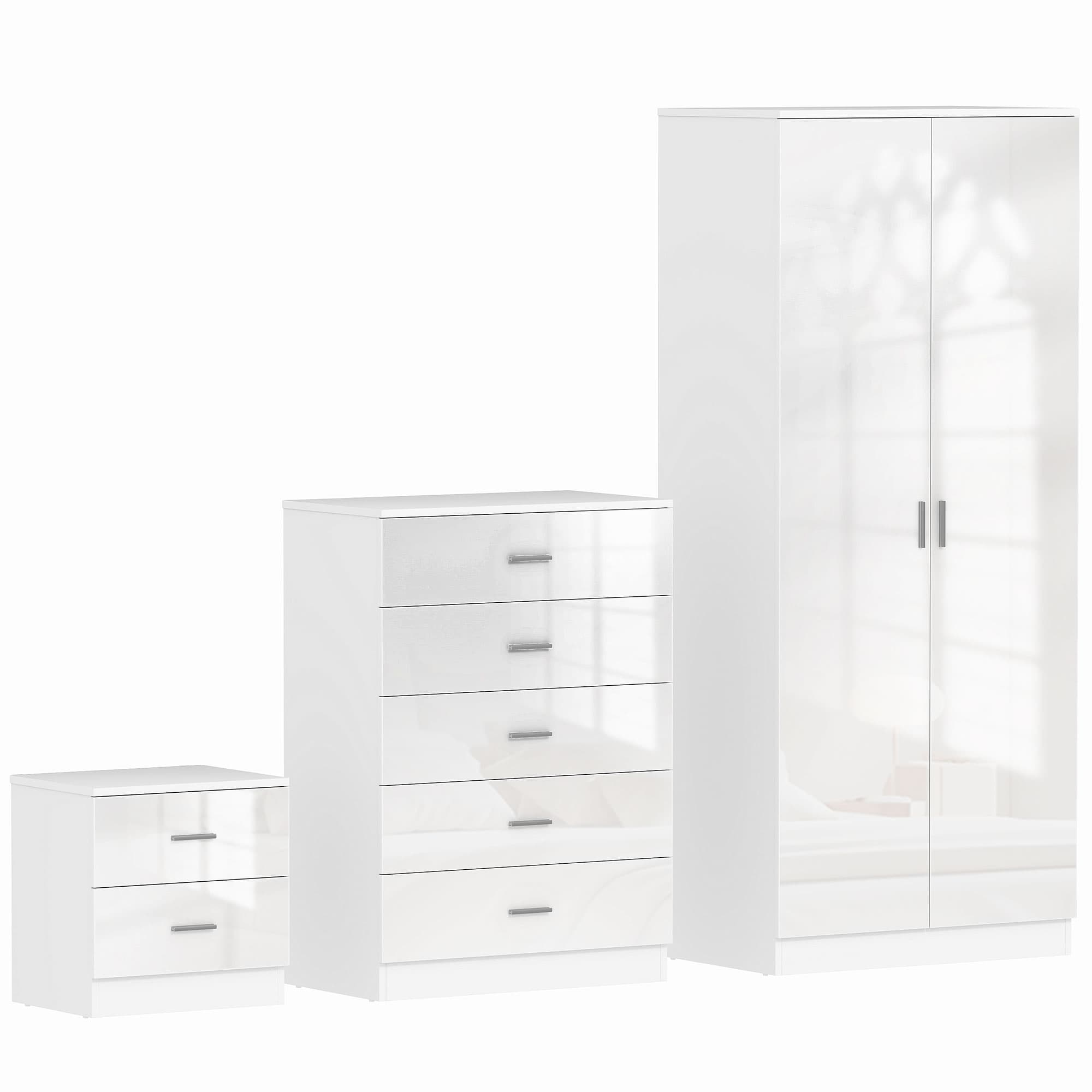 White High Gloss Bedroom Trio