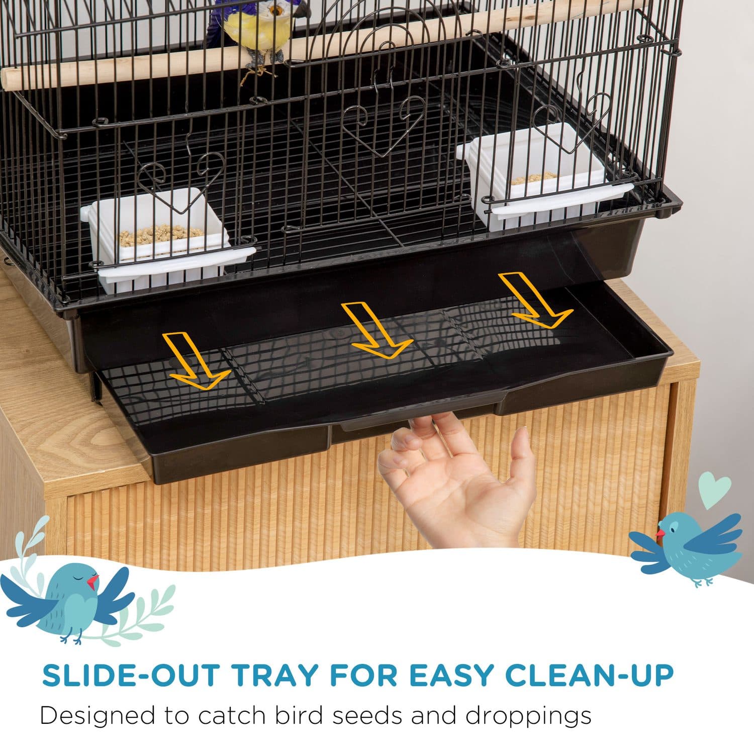 Metal Bird Cage with Swing, Perches and Pull-Out Tray - image 5