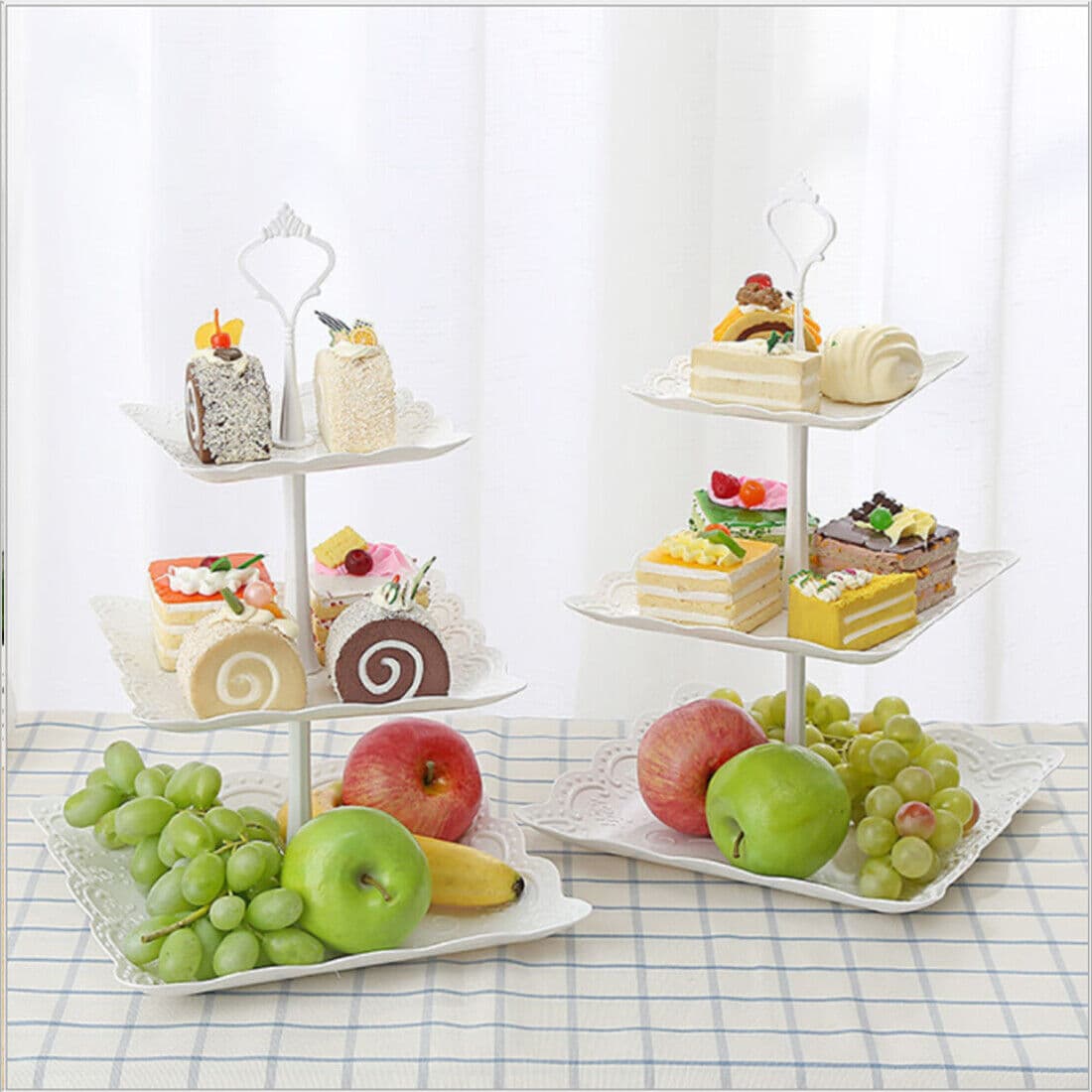 Two White 3-Tier Stands for Cakes, Fruit and Party Spreads - image 4