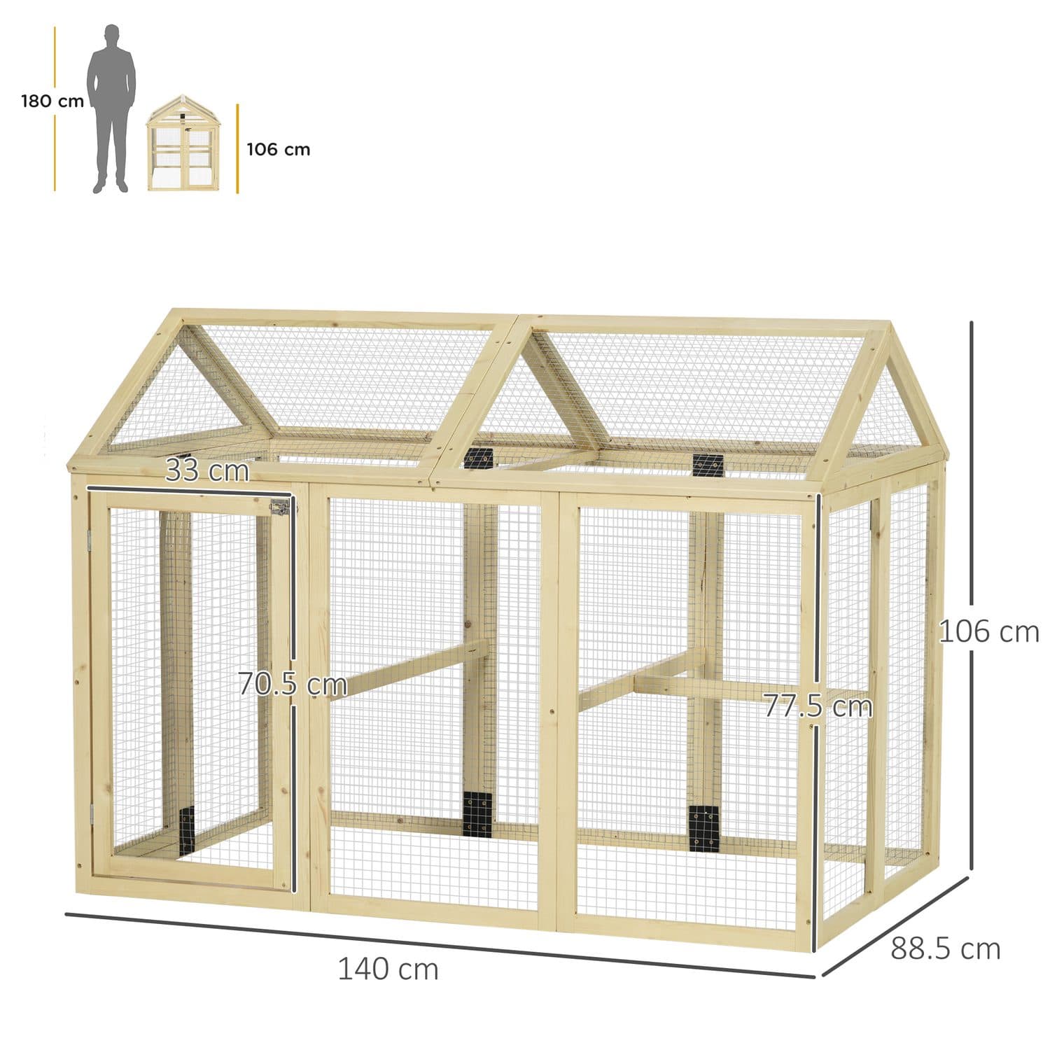 PawHut Large Wooden Chicken Run with Combinable Design - image 1