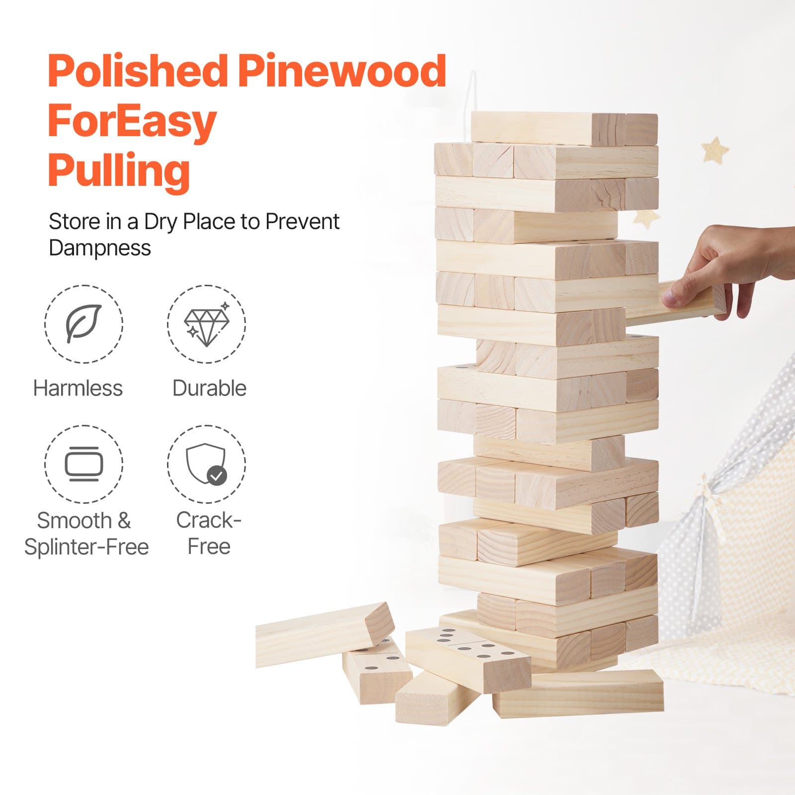 Tumble Tower Game: 54 Premium Pine Blocks for Family Fun - image 1
