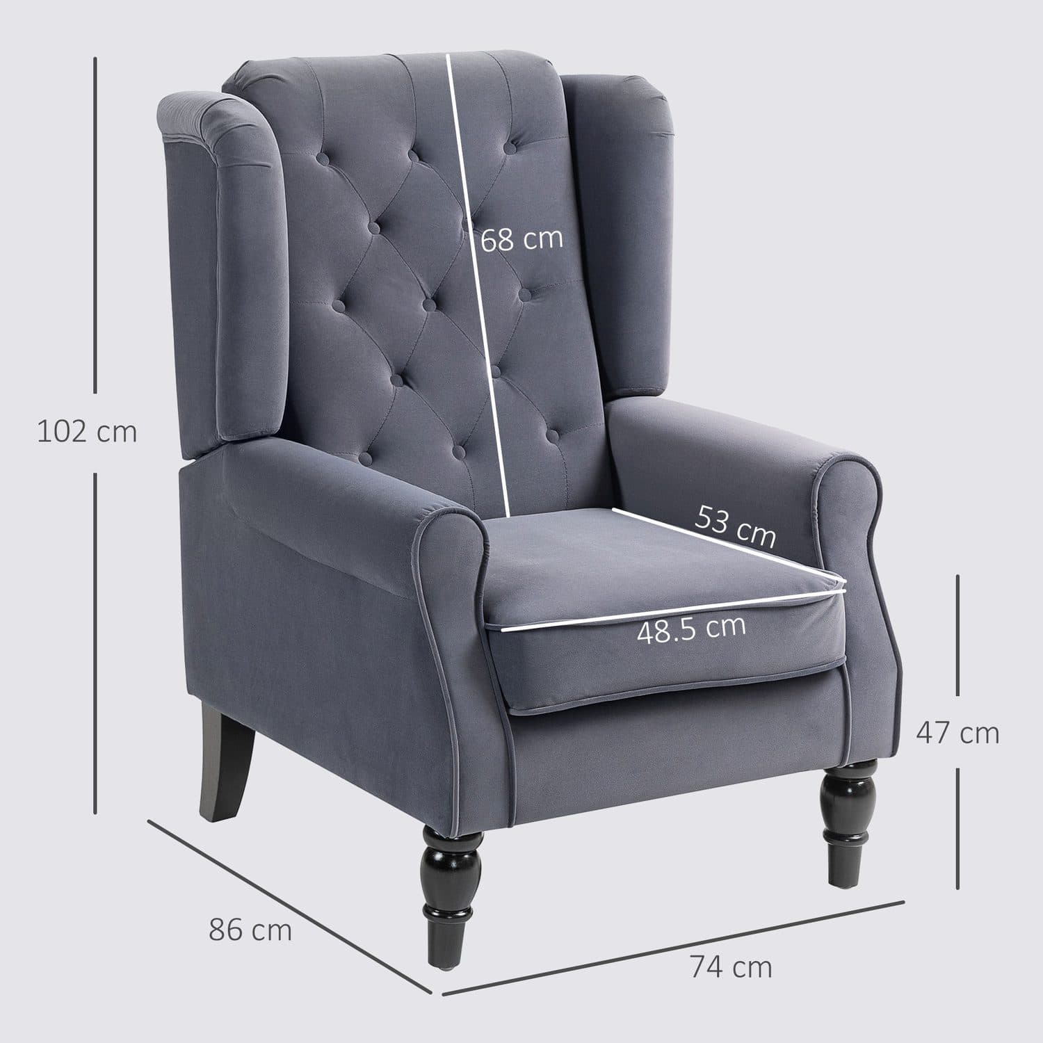 Retro Charcoal Wingback Chair - image 5