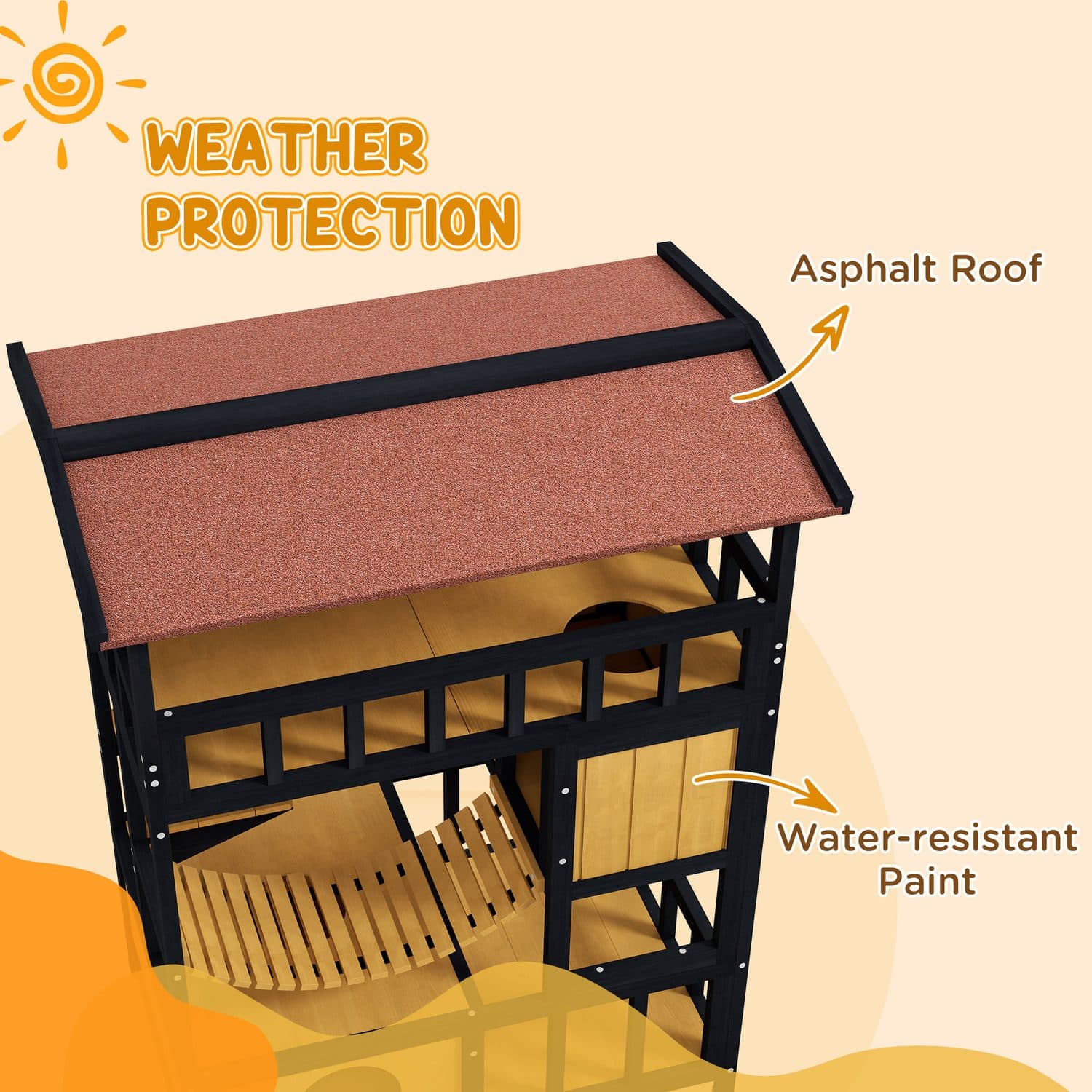 PawHut Four-Tier Wooden Outdoor Cat House - image 1