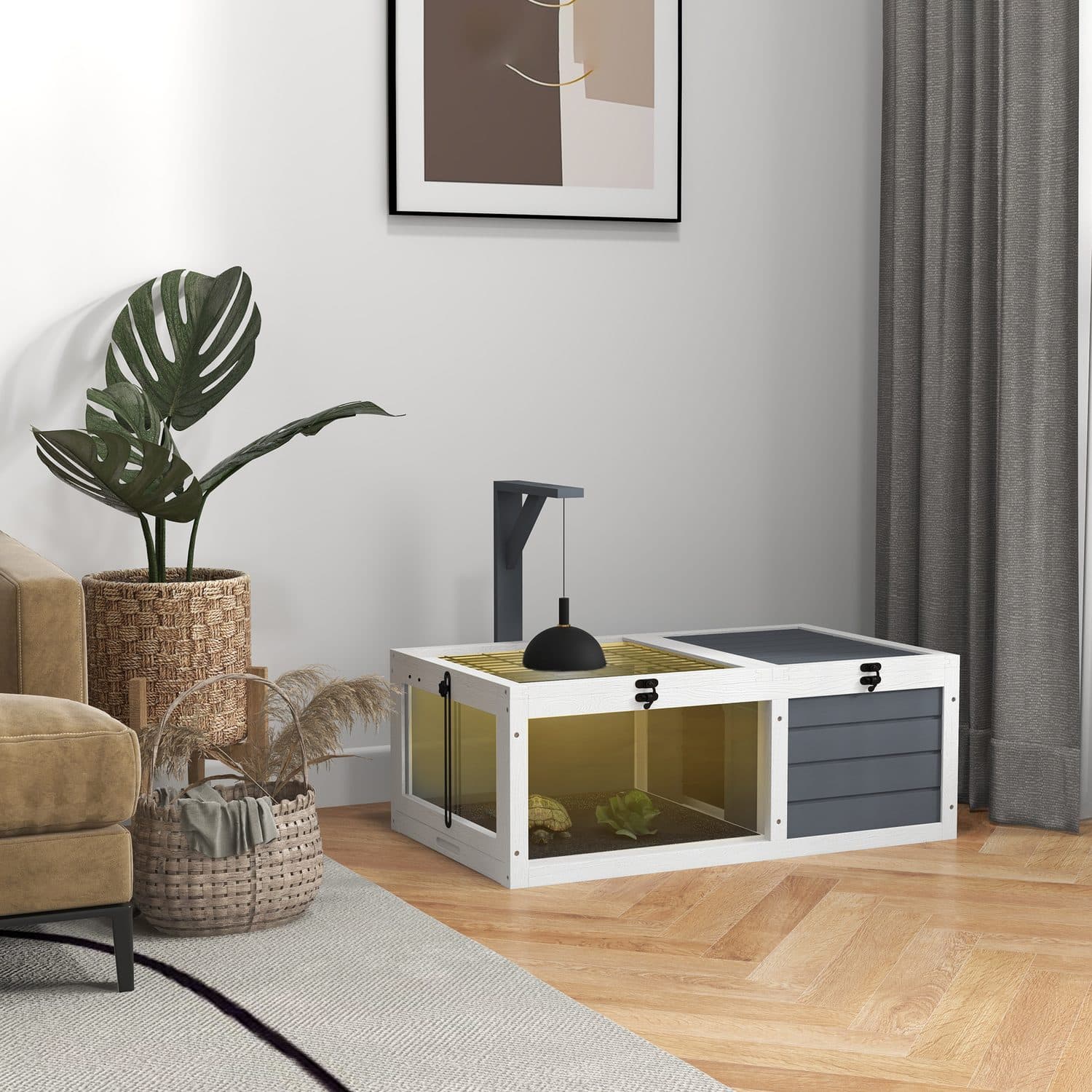 PawHut Tortoise Table with Wooden Lamp Holder - image 4
