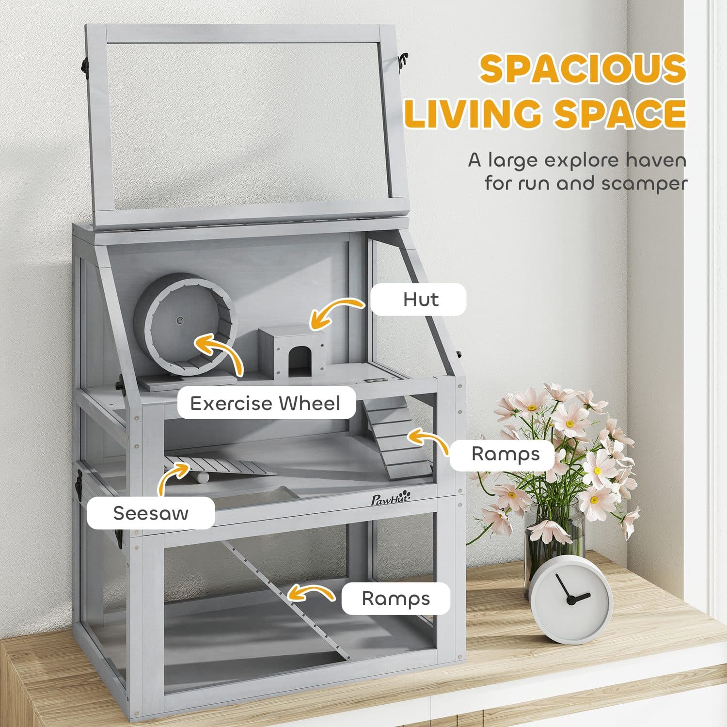 PawHut 3-Tier Hamster Cage with Detachable Deep Bottom - image 1