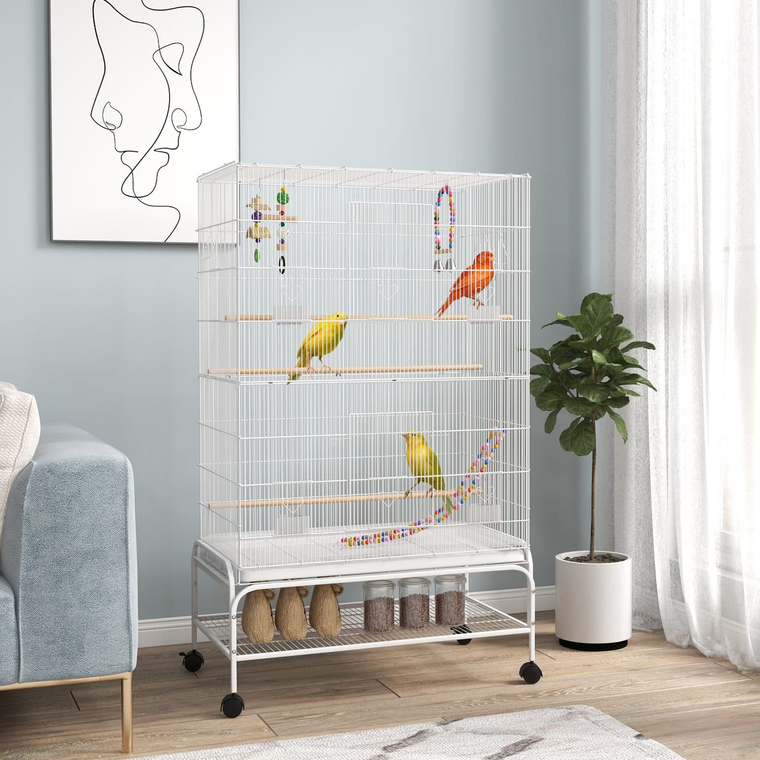 PawHut Bird Cage With Stand for Canaries and Finches - image 3