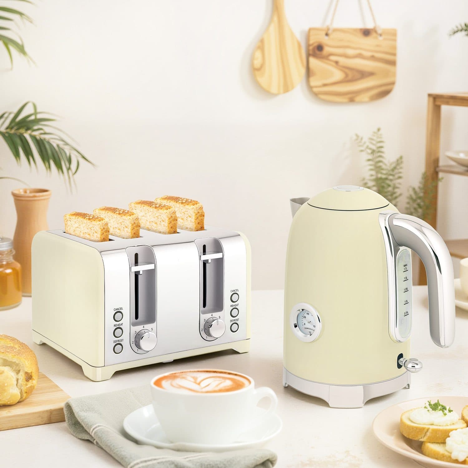 Cream Retro Kettle & Toaster Set - image 5
