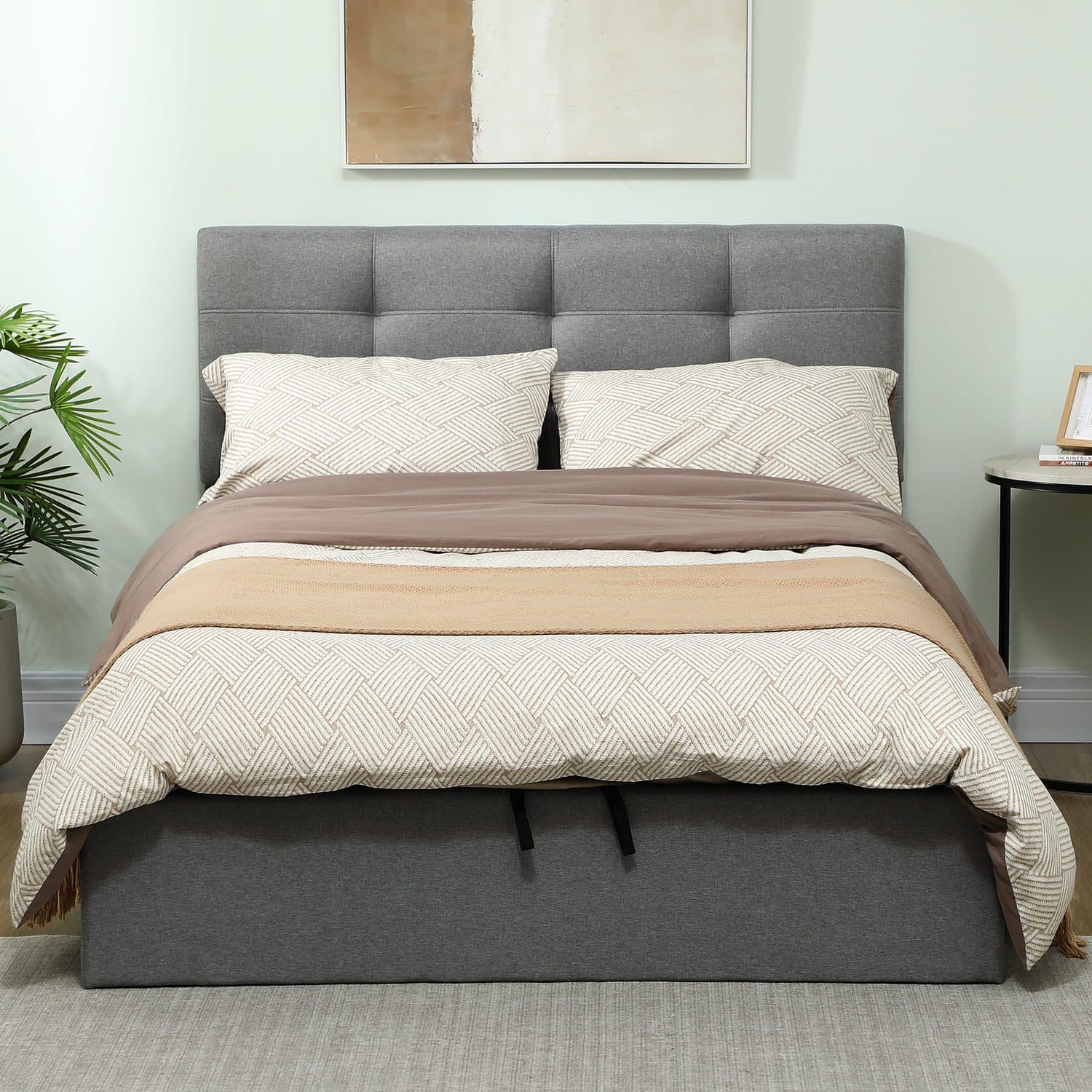Grey Double Ottoman Bed - image 1