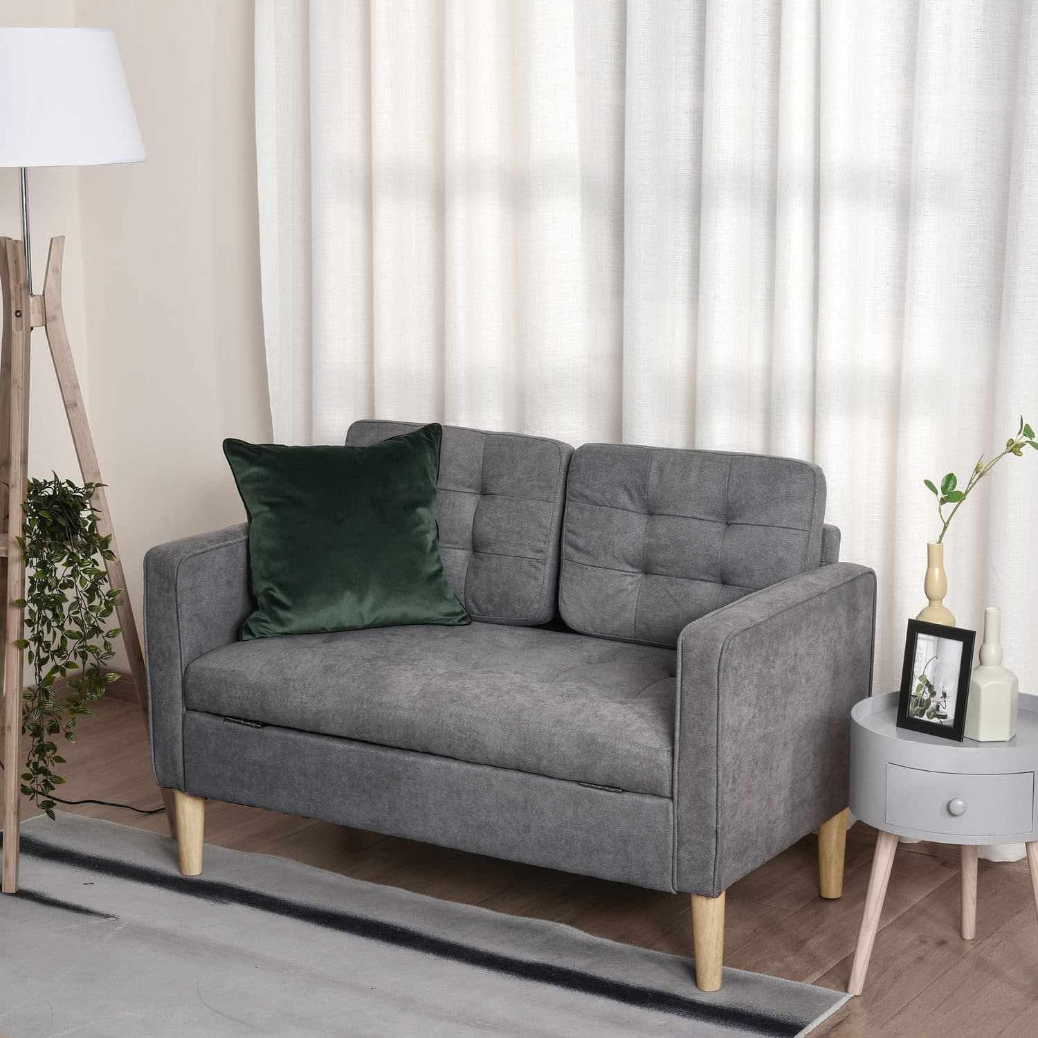Grey 2-Seater Storage Sofa - image 2